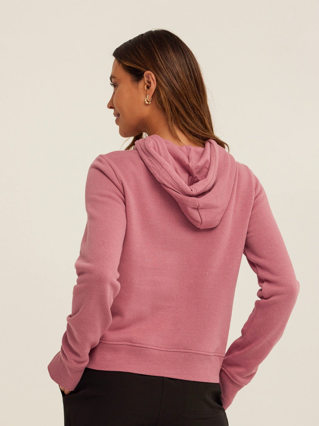 Tyra Women's Quarter Zip Hoodie in Mauve and White