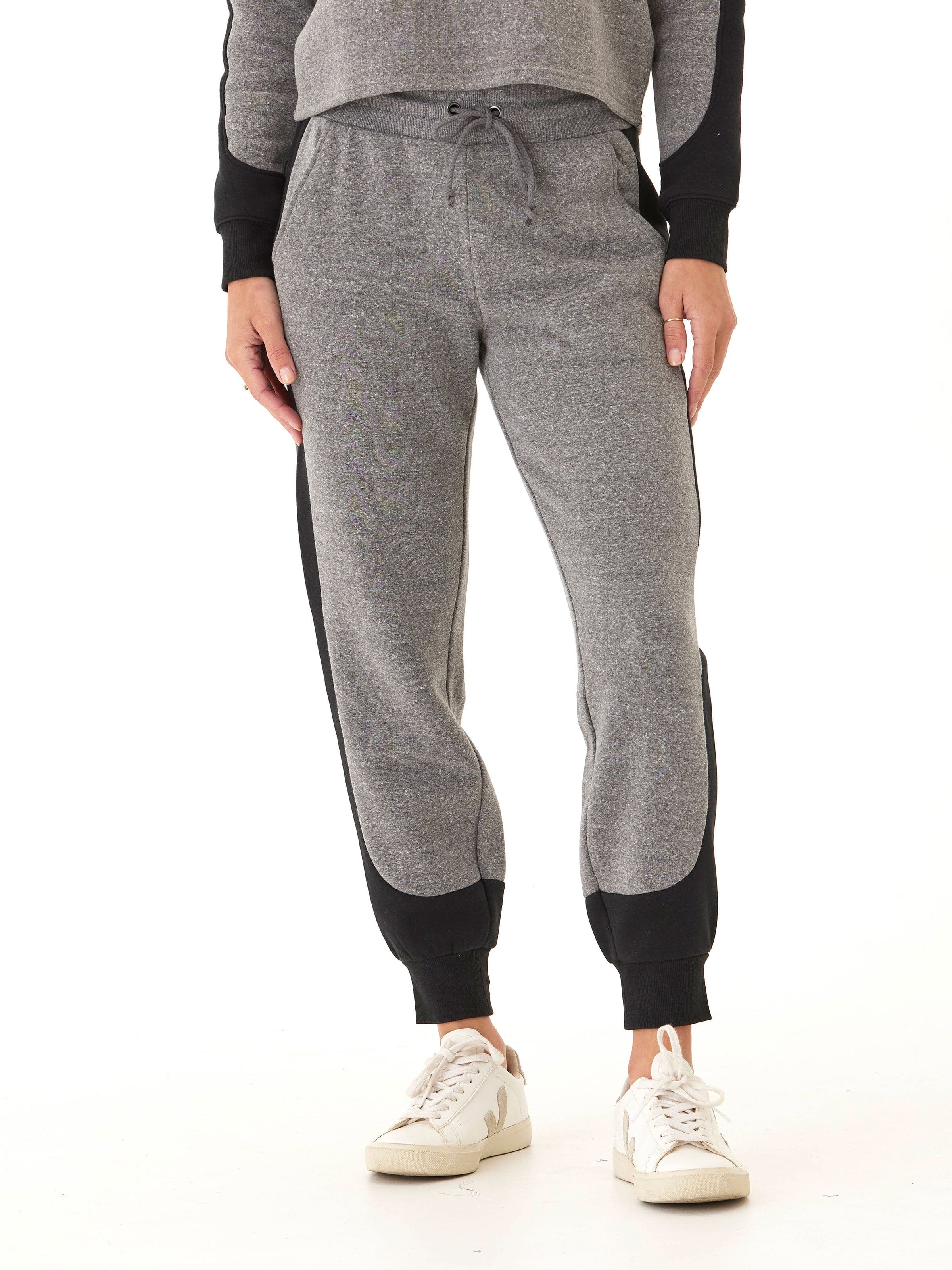 Sloane Triblend Fleece Colorblock Joggers featuring a thick waistband and side pockets
