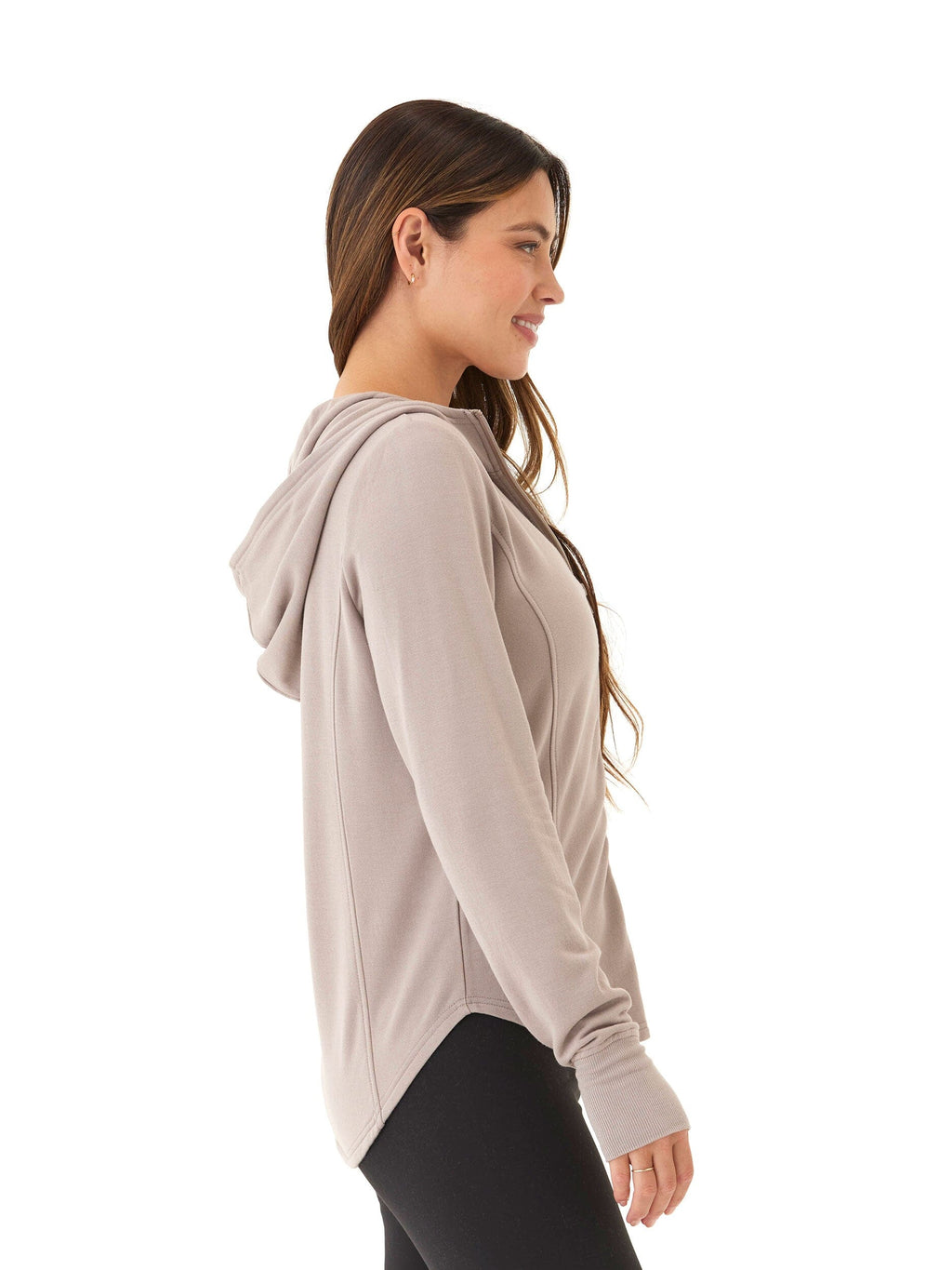 Ophelia Feather Fleece Zip Hoodie in Taupe