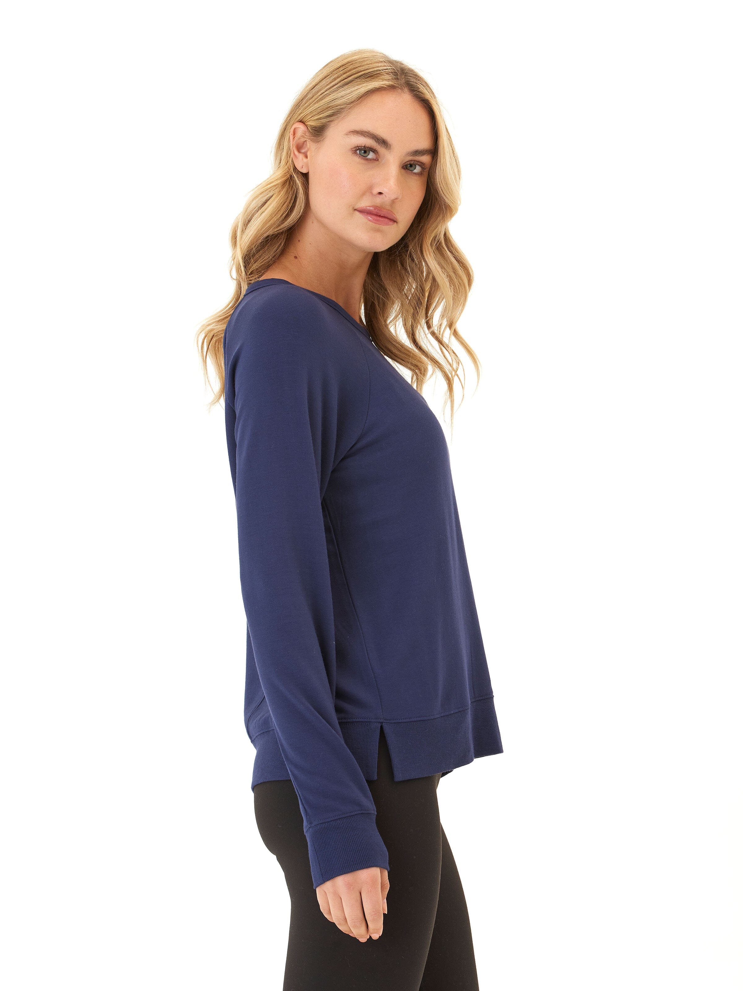 Feather Fleece Criss Cross Pullover - Soft Long Sleeve Sweater