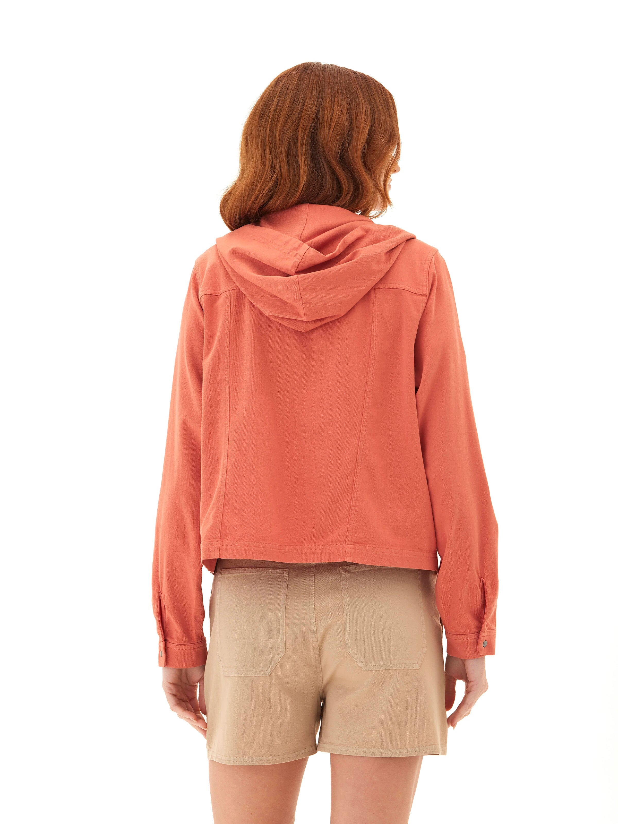 Stretch Twill Hooded Utility Jacket in Modern Slim Fit