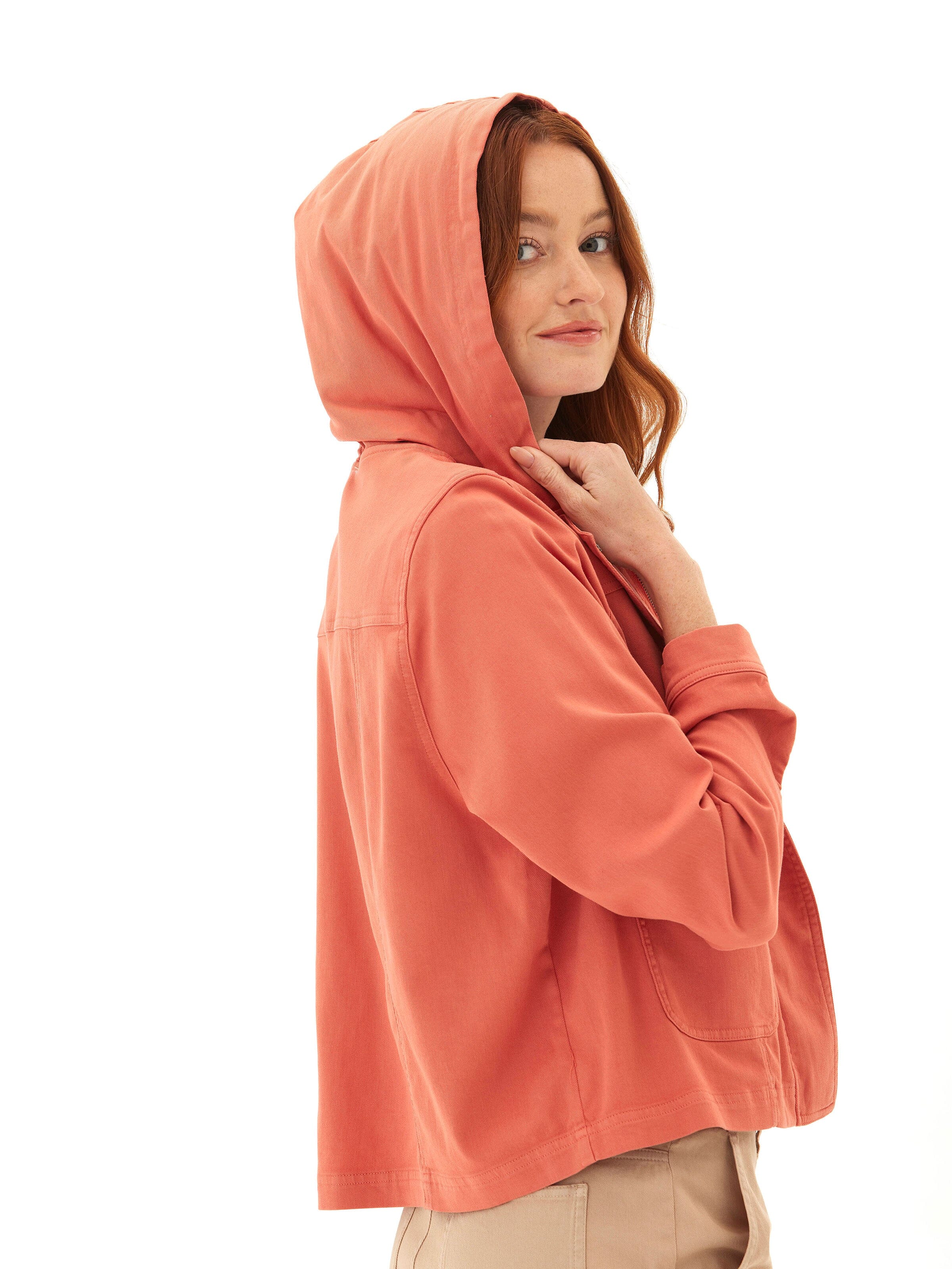 Stretch Twill Hooded Utility Jacket in Modern Slim Fit