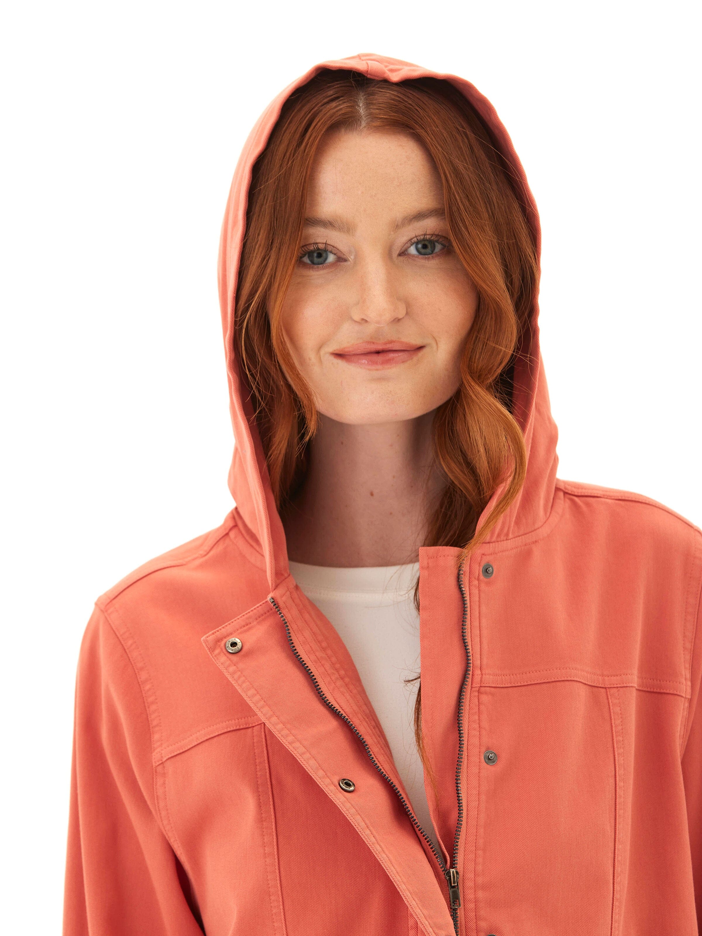 Stretch Twill Hooded Utility Jacket in Modern Slim Fit