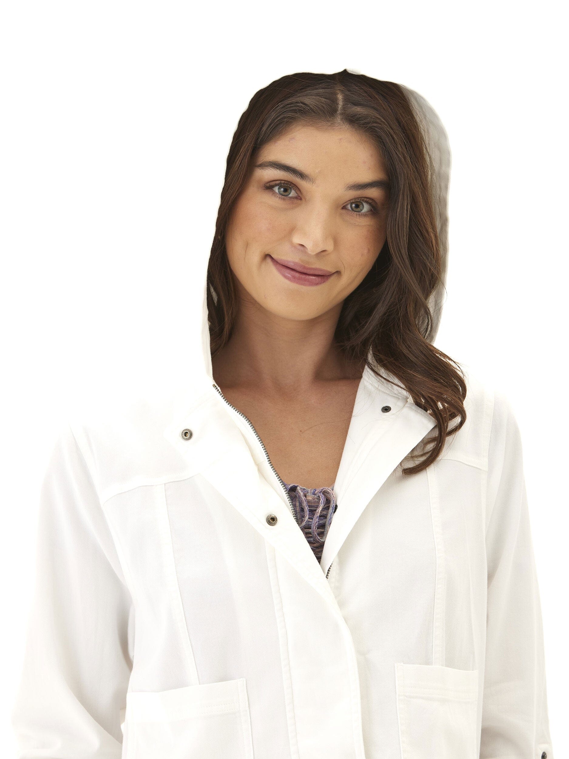 Stretch Twill Hooded Utility Jacket in Modern Slim Fit