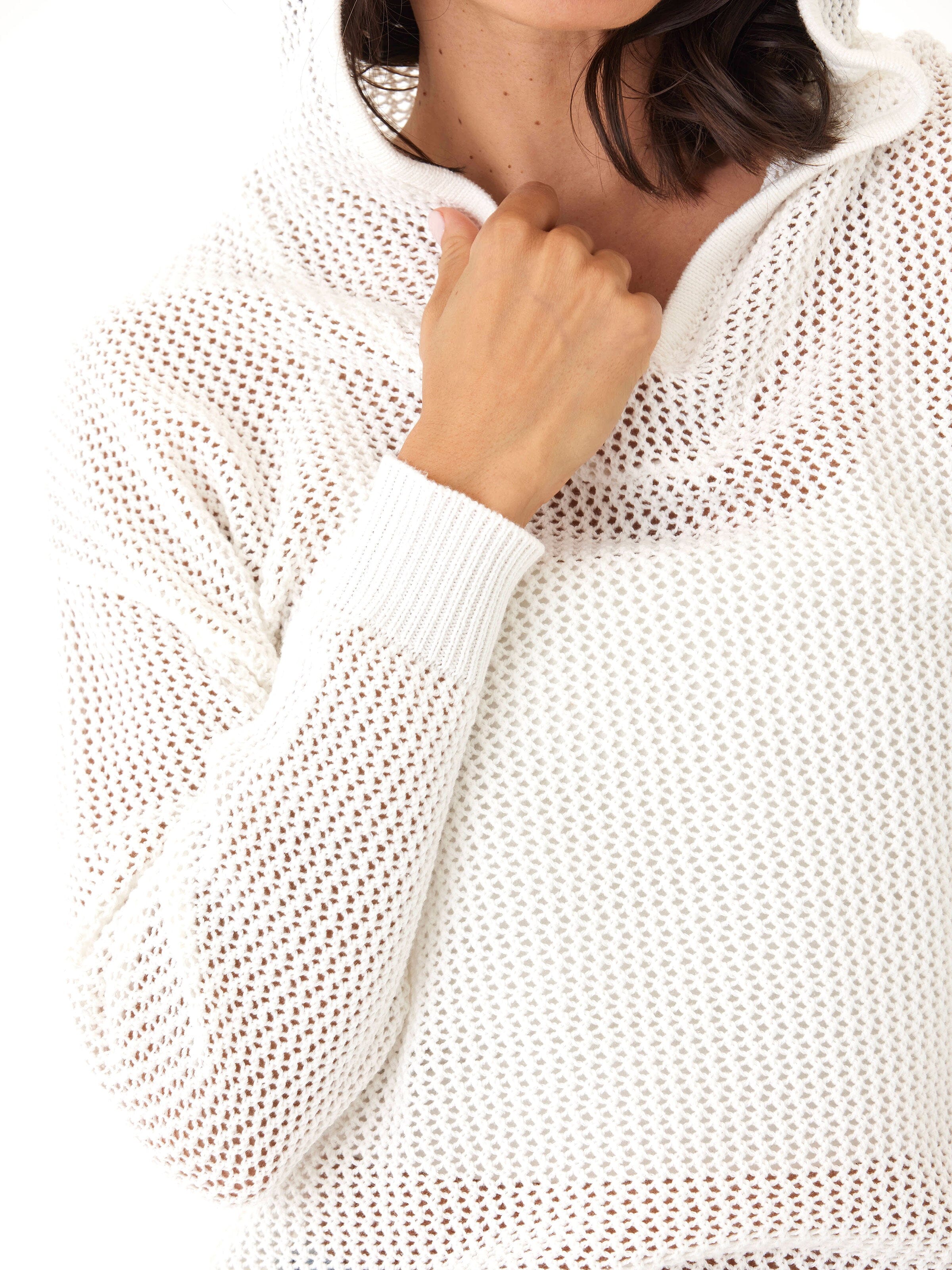 Laurel Beach Knit Pullover Hoodie: Lightweight Organic Cotton