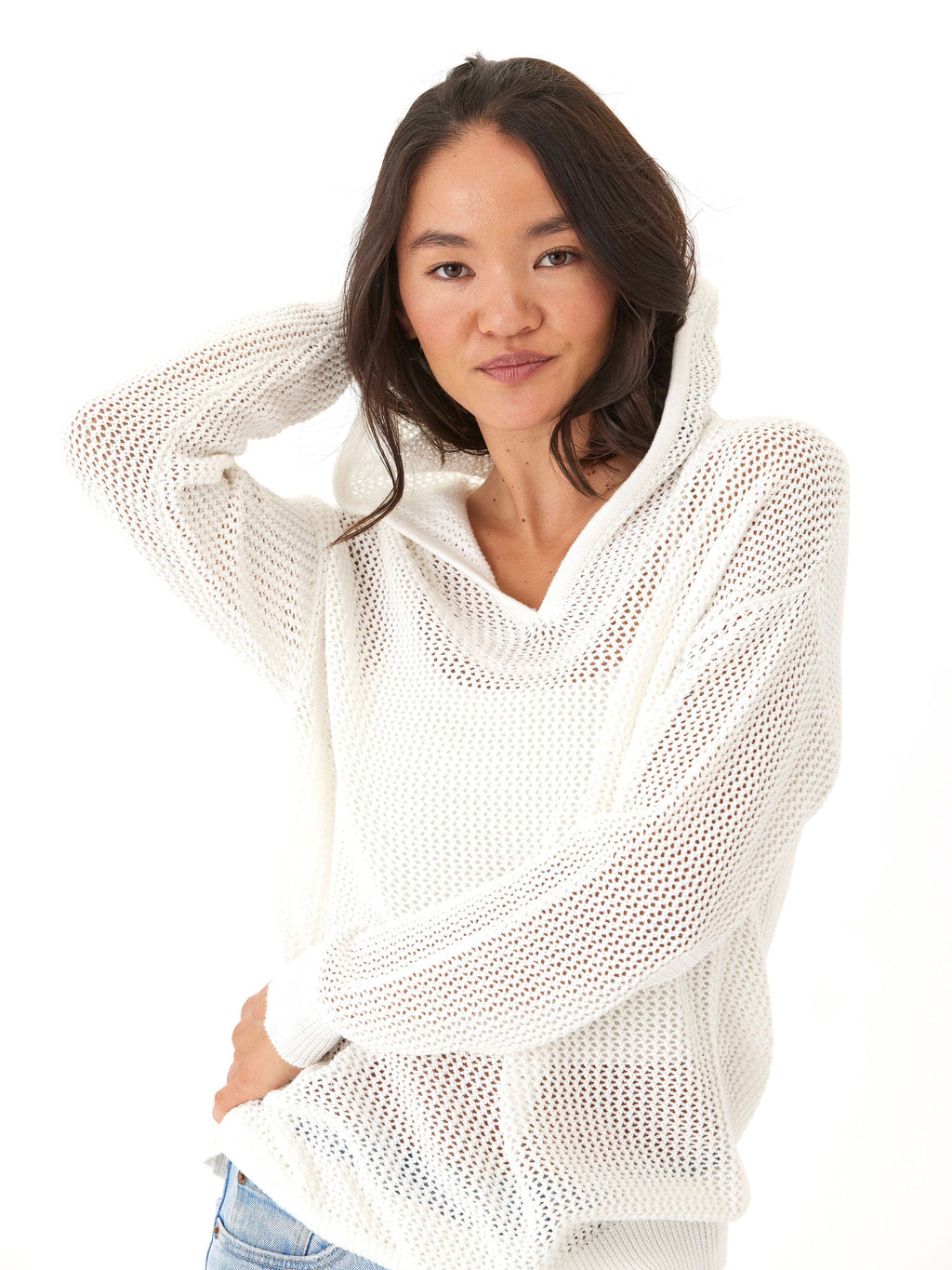Laurel Beach Knit Pullover Hoodie: Lightweight Organic Cotton