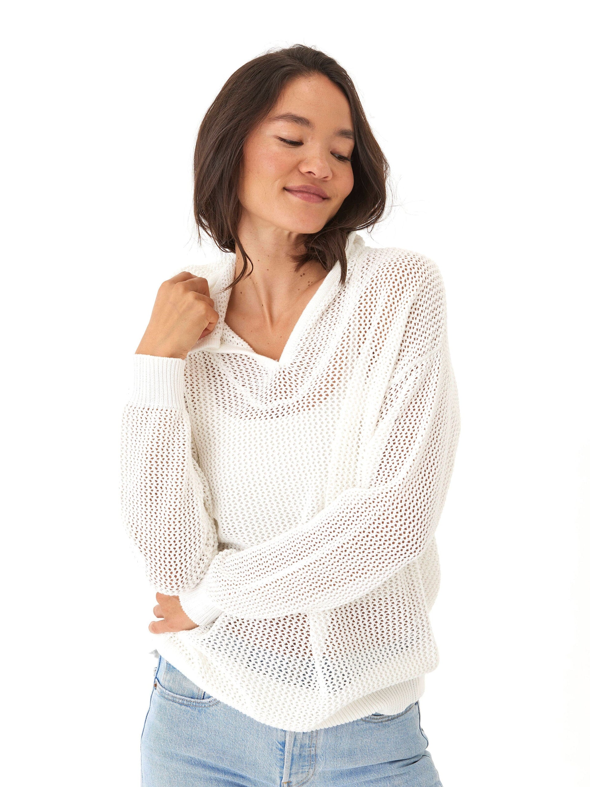 Laurel Beach Knit Pullover Hoodie: Lightweight Organic Cotton