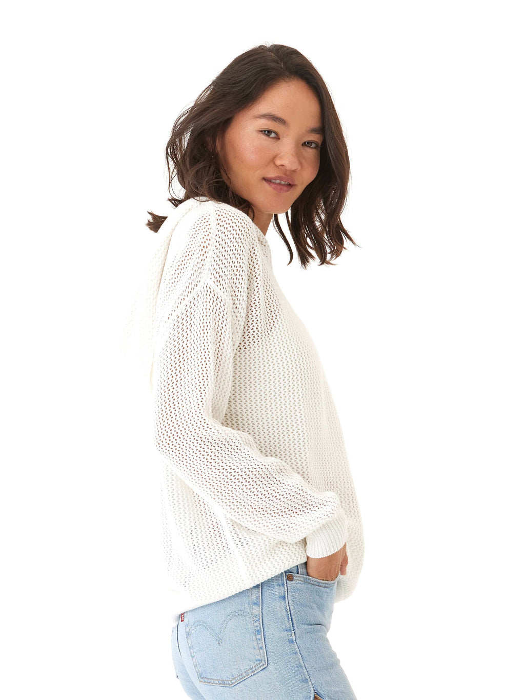Laurel Beach Knit Pullover Hoodie: Lightweight Organic Cotton