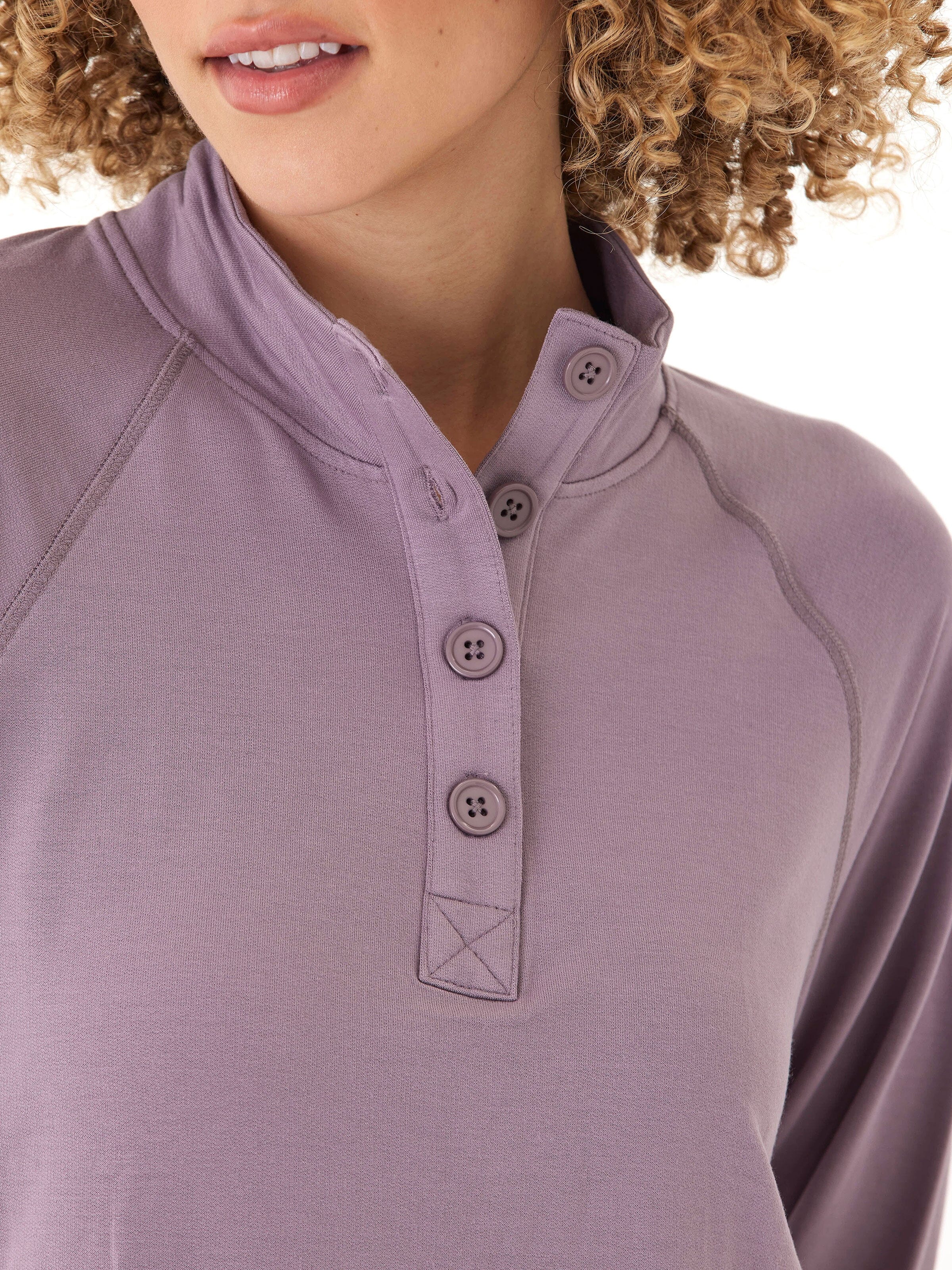 Women's Candace Modal Terry Raglan Pullover in Dusty-Purple