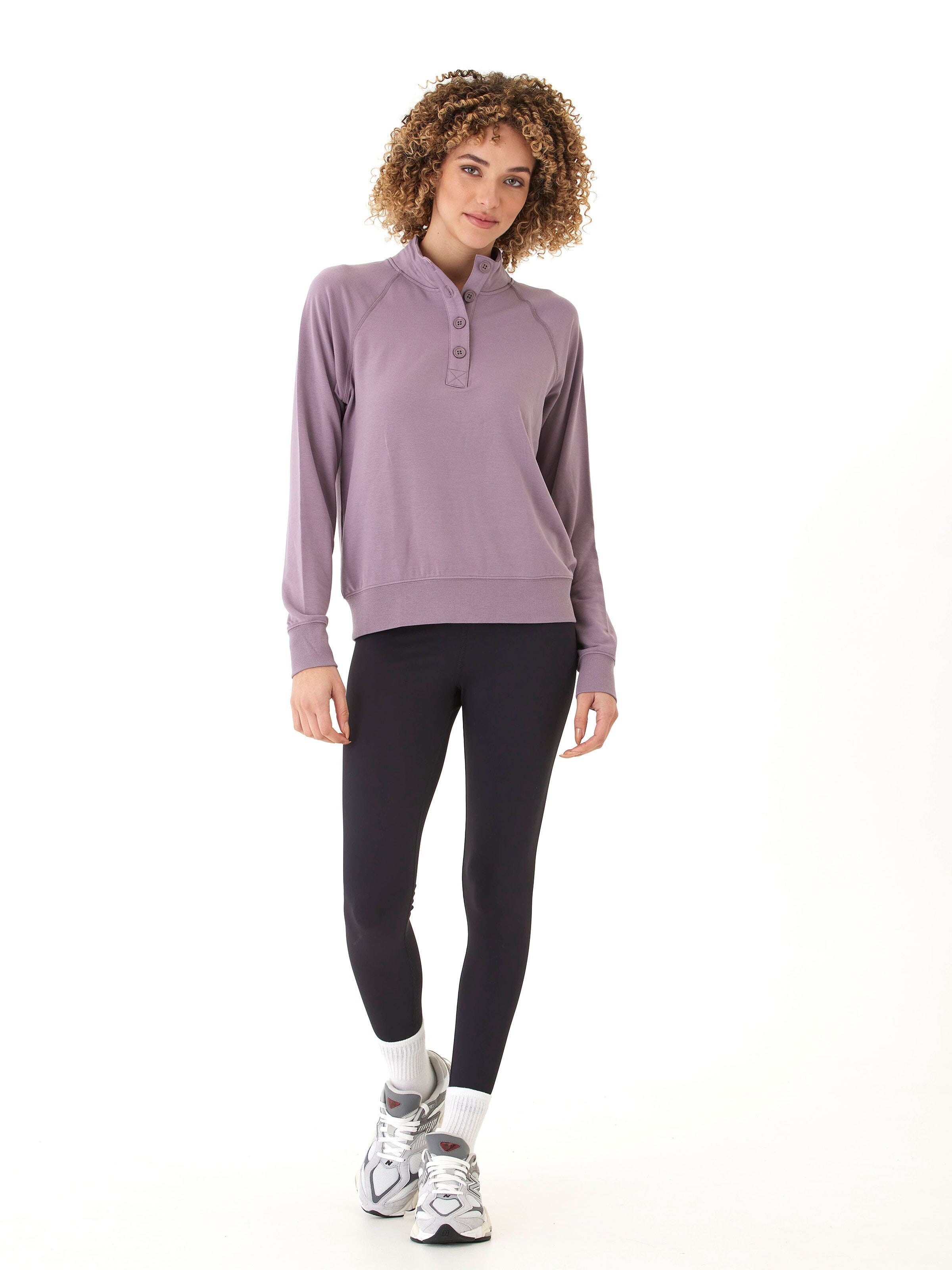 Women's Candace Modal Terry Raglan Pullover in Dusty-Purple