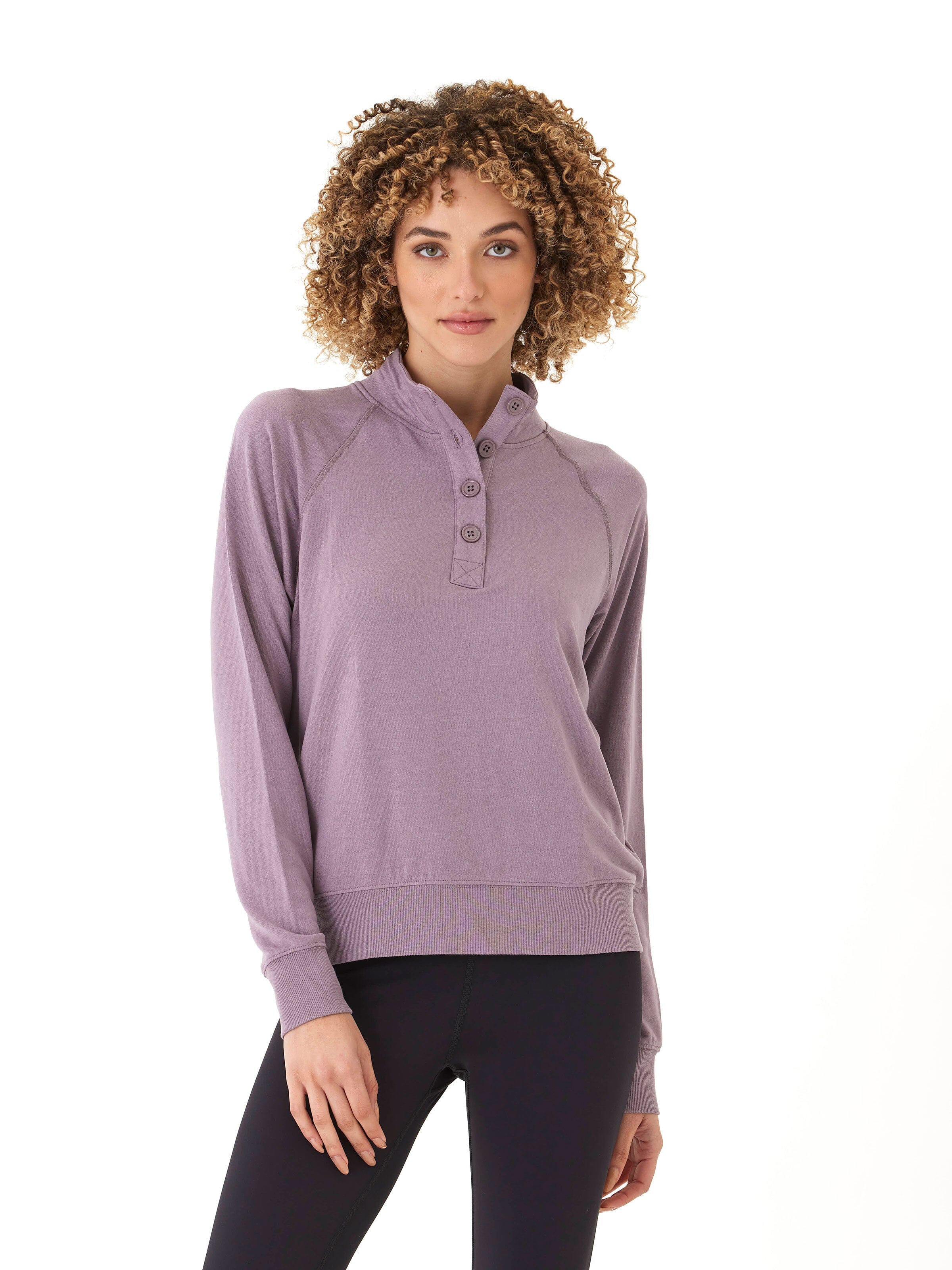 Women's Candace Modal Terry Raglan Pullover in Dusty-Purple