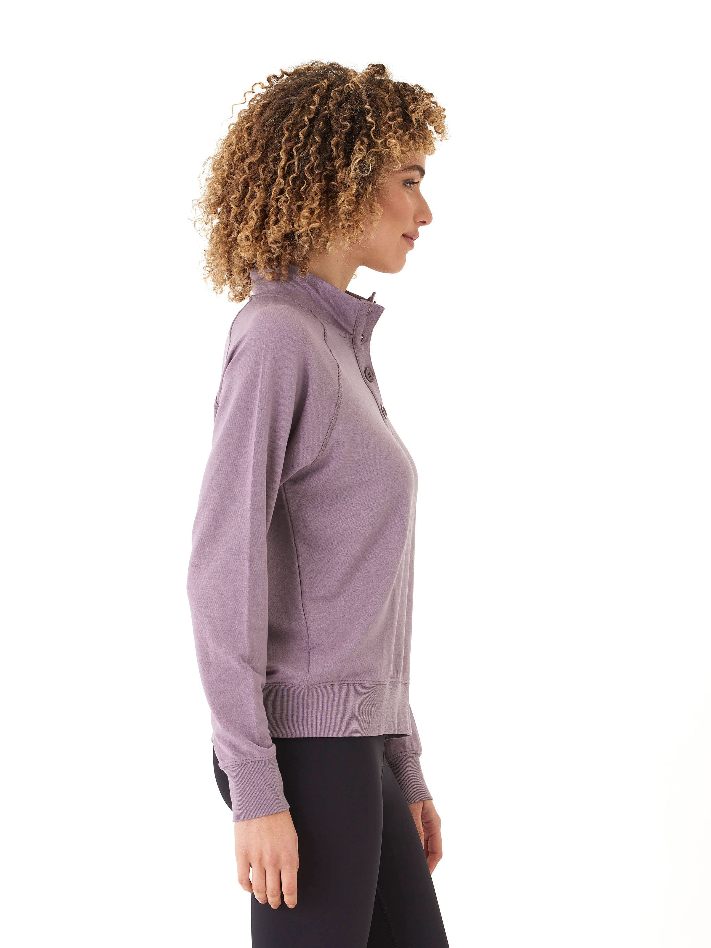 Women's Candace Modal Terry Raglan Pullover in Dusty-Purple