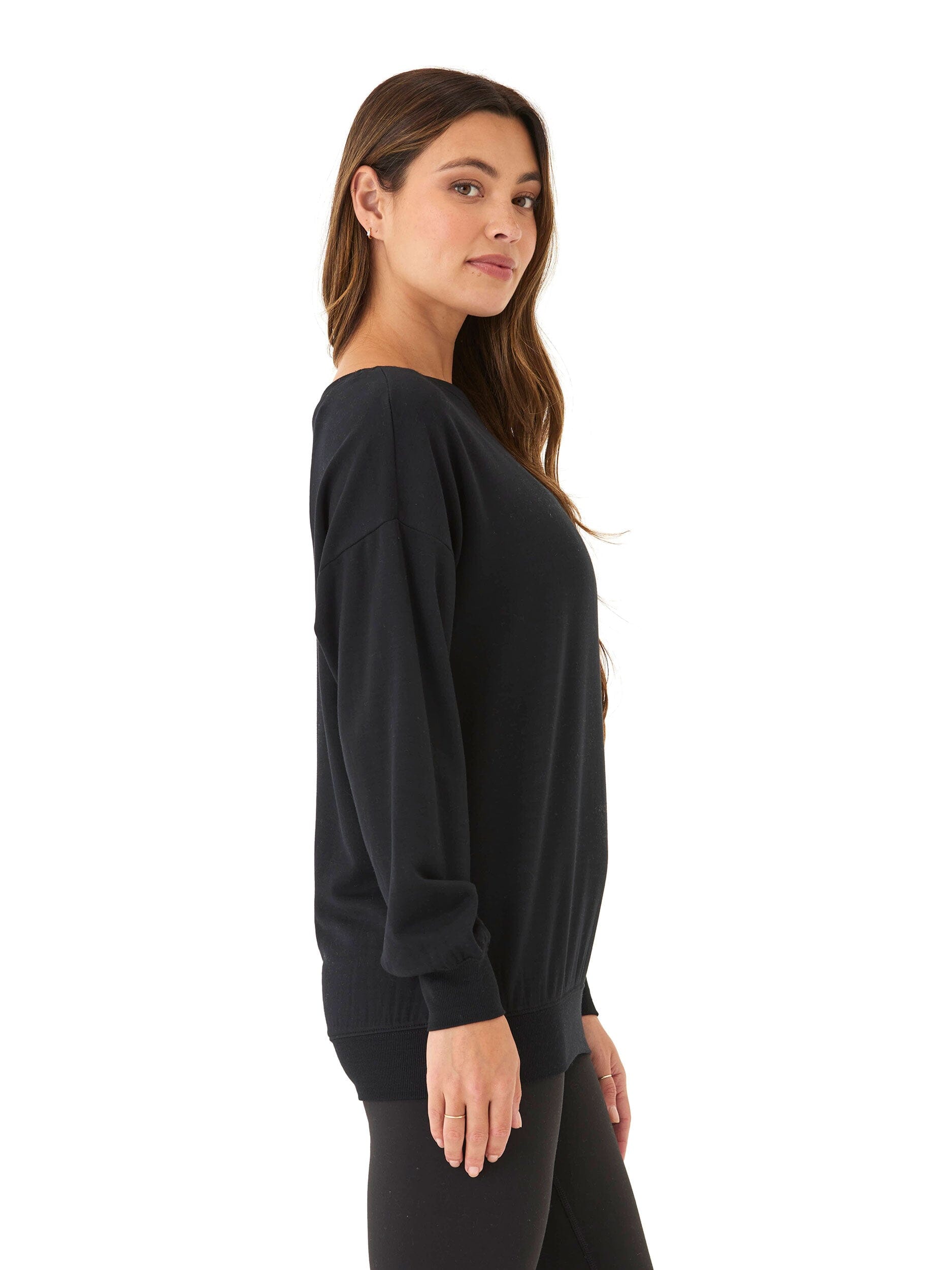 Merida Feather Fleece Asymmetrical Tunic in Black