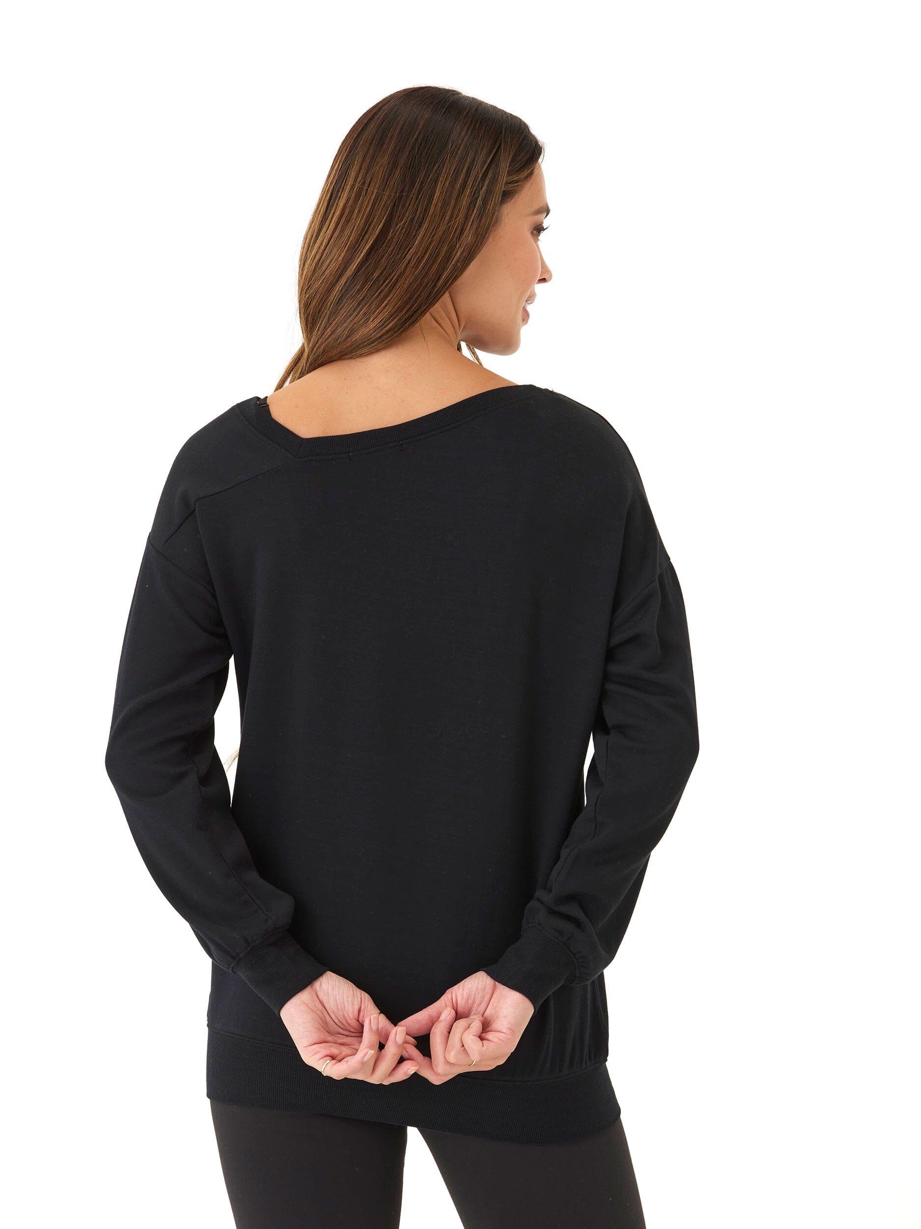 Merida Feather Fleece Asymmetrical Tunic in Black