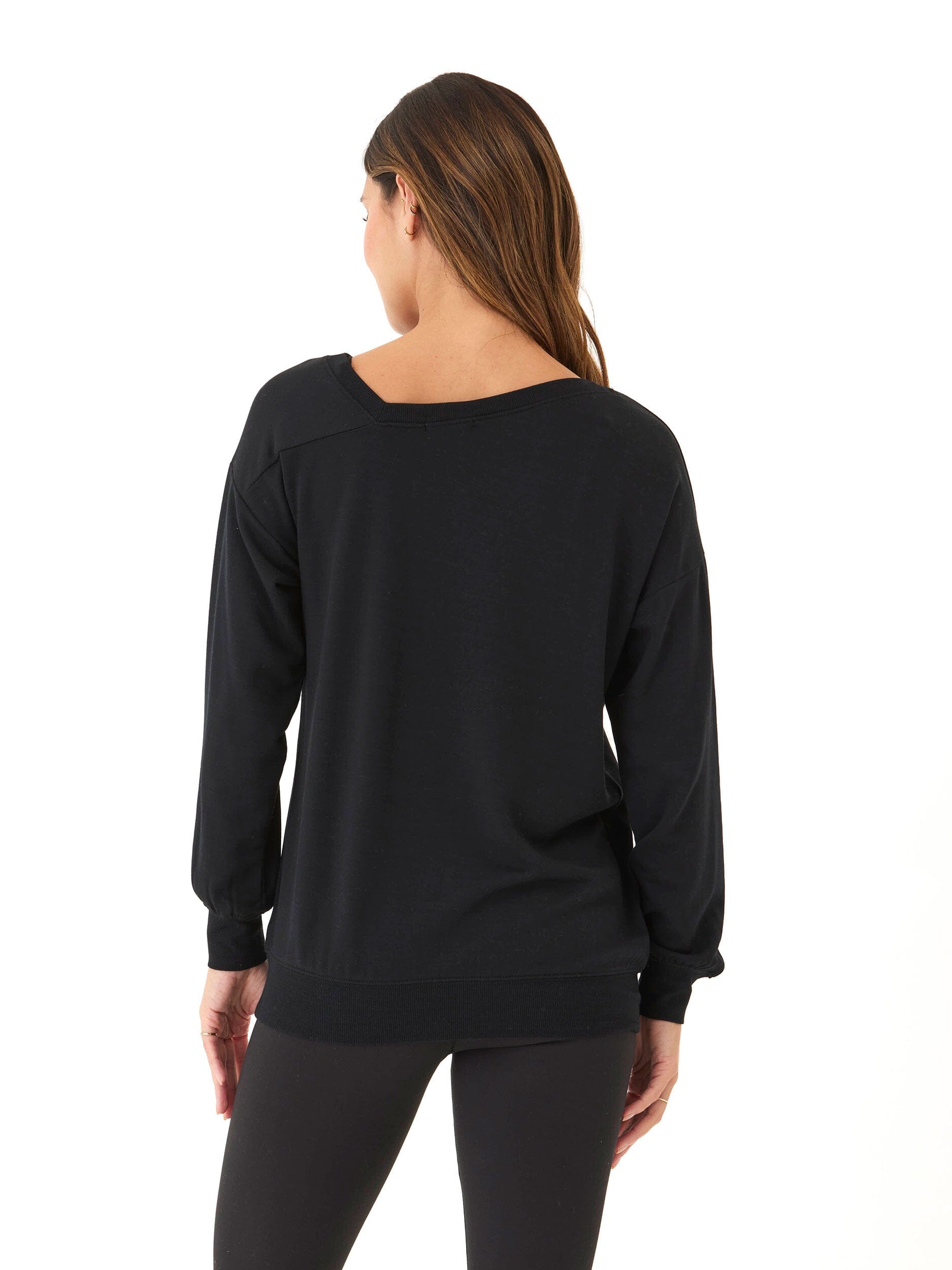 Merida Feather Fleece Asymmetrical Tunic in Black