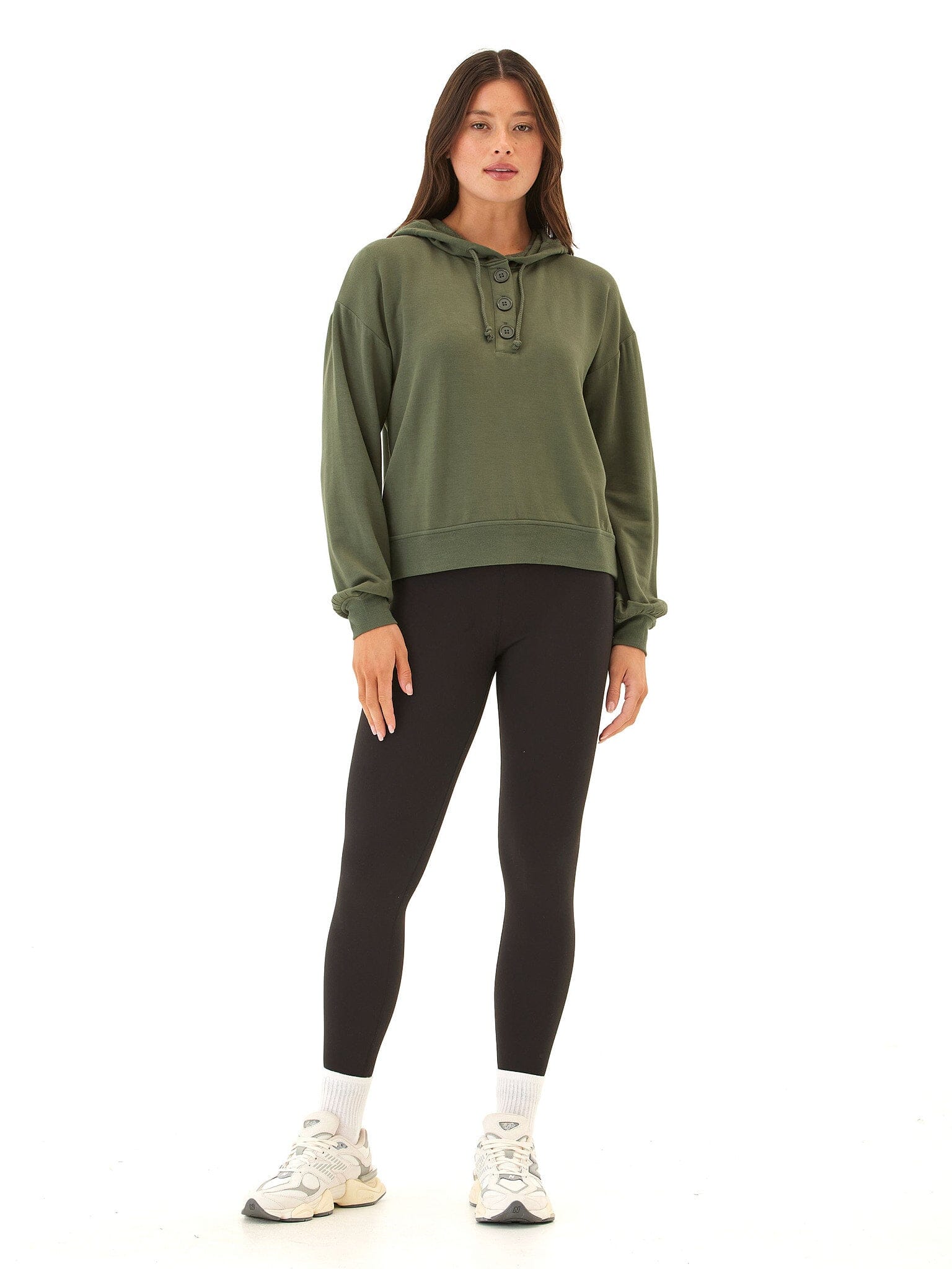 Tanisha Feather Fleece Henley Hoodie for Women