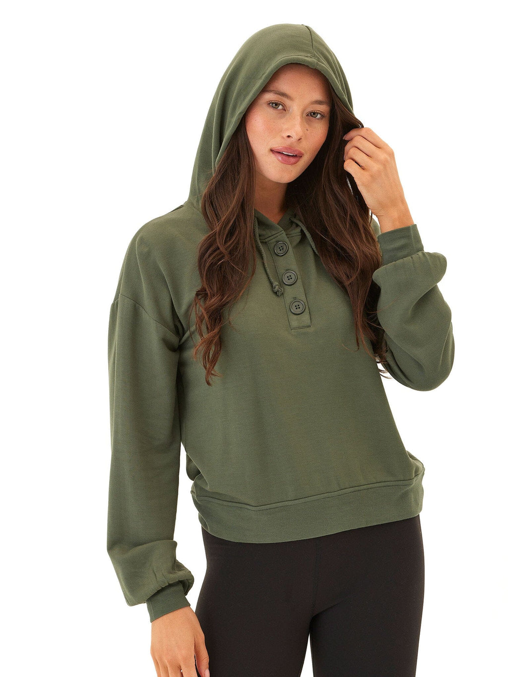 Tanisha Feather Fleece Henley Hoodie for Women