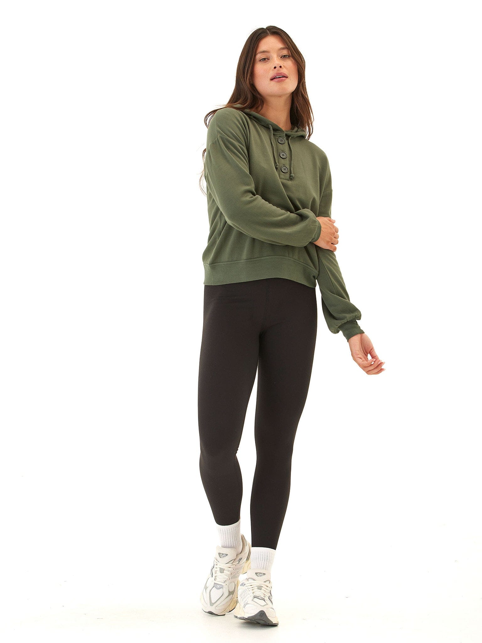 Tanisha Feather Fleece Henley Hoodie for Women