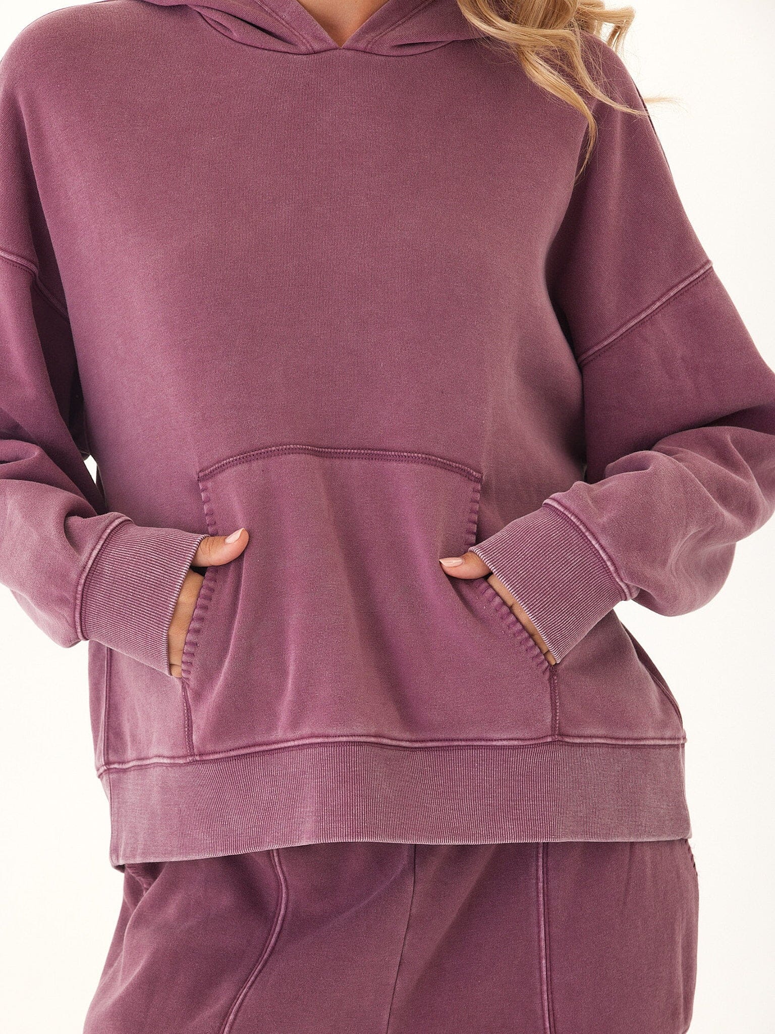 Marcellina Mineral Wash CVC Fleece Pullover Hoodie