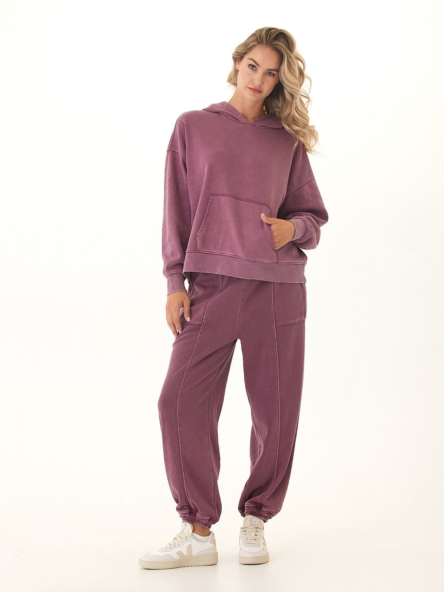 Lottie Mineral Wash CVC Fleece Jogger - Relaxed Fit Ankle Pants