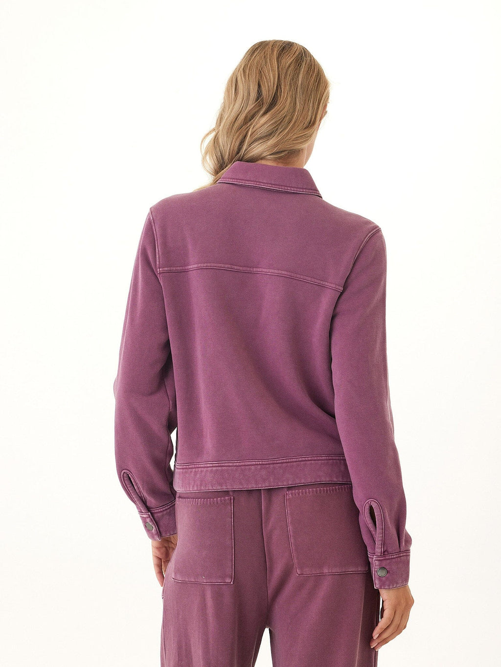 Abbey Mineral Wash CVC Fleece Jacket - Relaxed Fit Button Down
