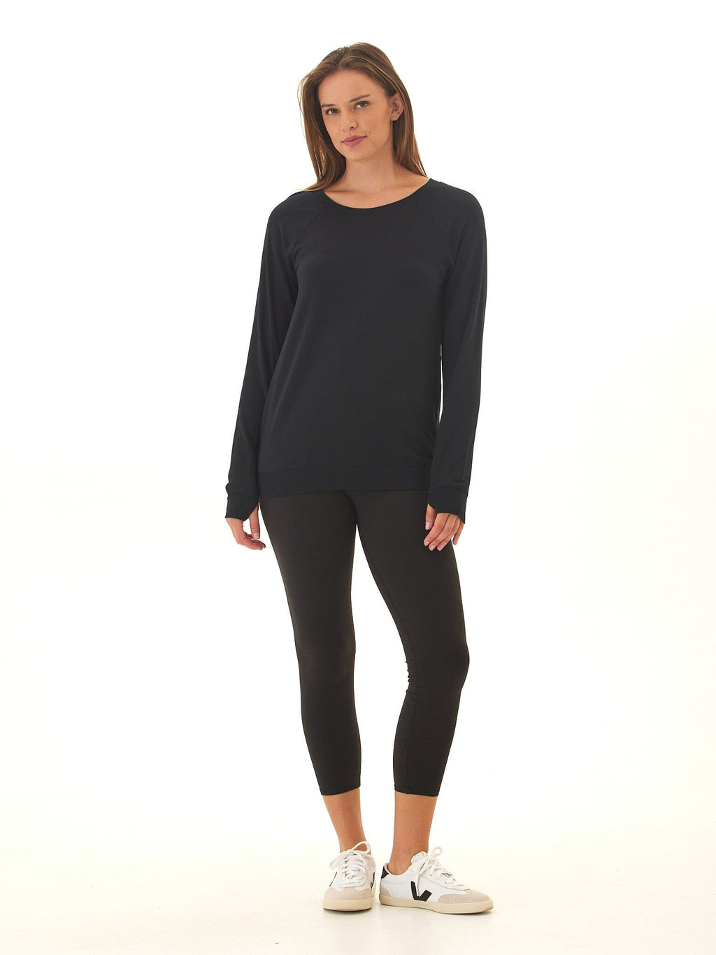 Priscilla Feather Fleece Raglan Sweatshirt with Thumbholes