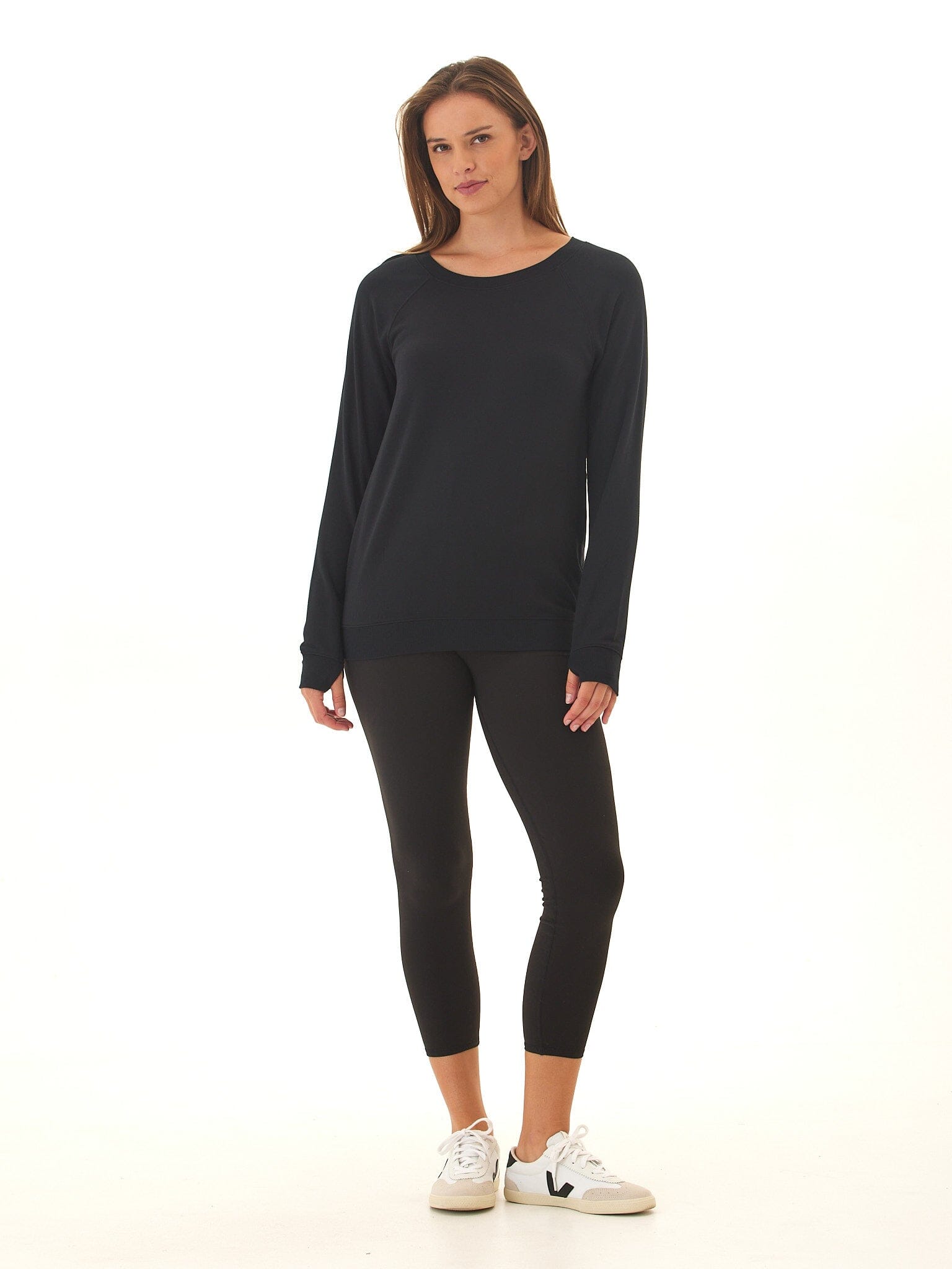 Priscilla Feather Fleece Raglan Sweatshirt with Thumbholes