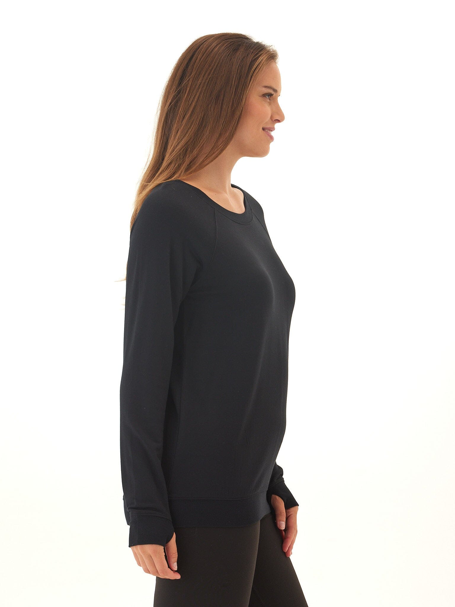 Priscilla Feather Fleece Raglan Sweatshirt with Thumbholes