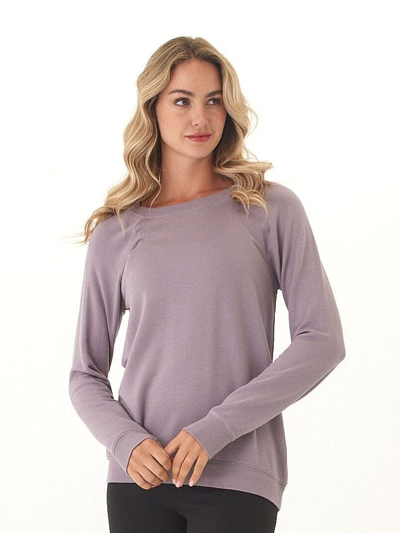 Priscilla feather fleece raglan sweatshirt in lavender and muted purple