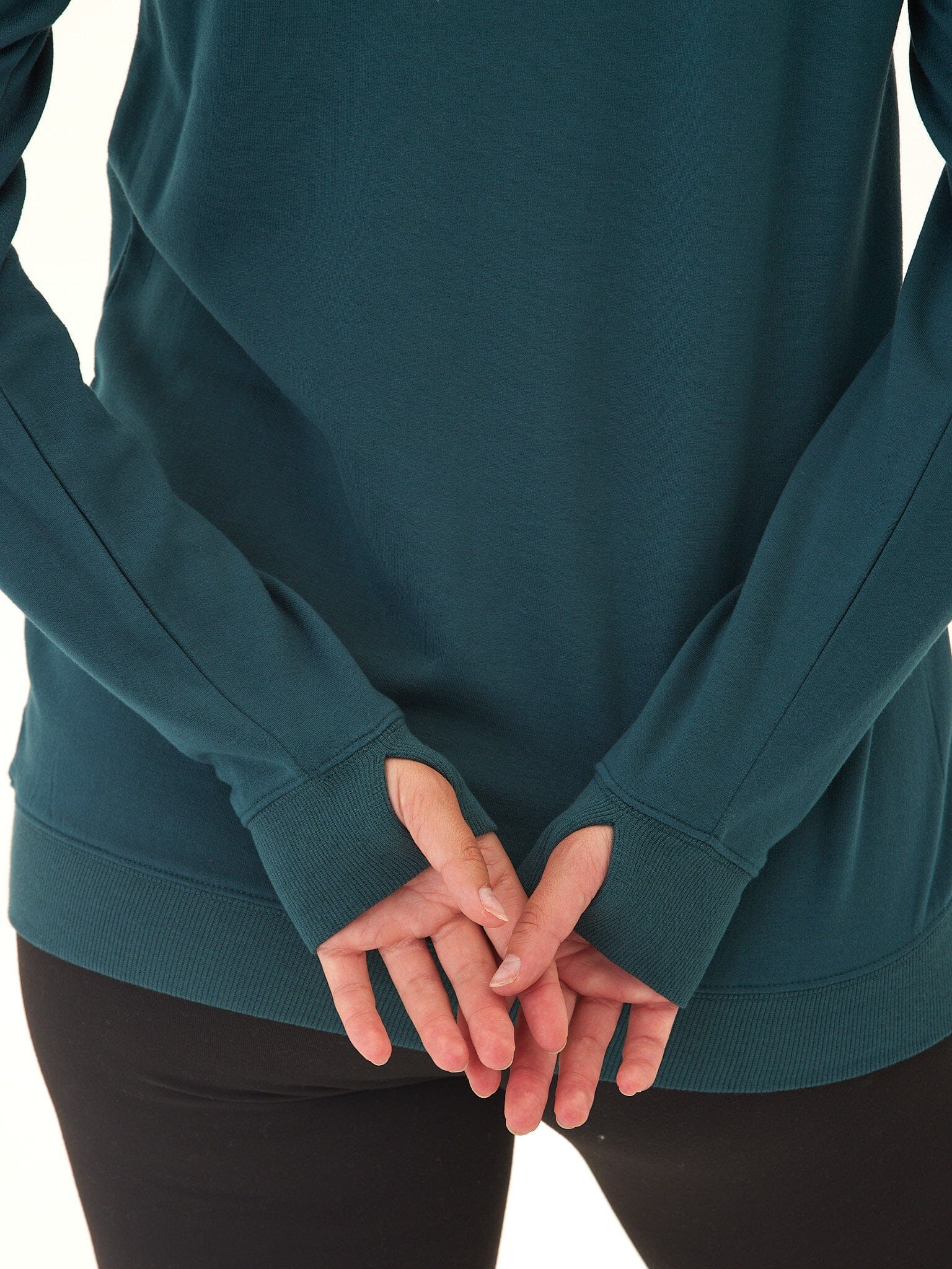 Priscilla Feather Fleece Raglan Sweatshirt in Deep Teal