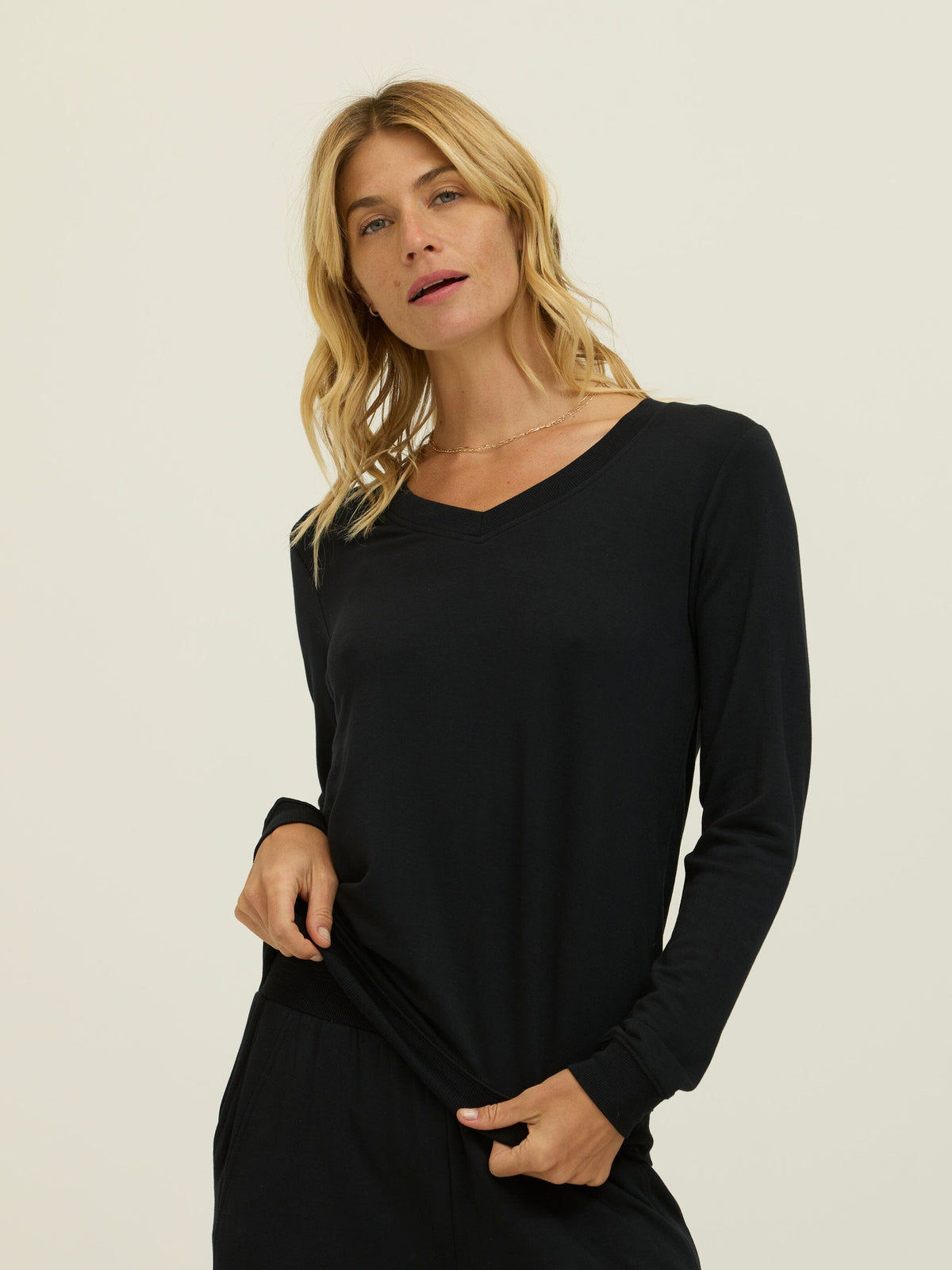 Edwina Feather Fleece V-Neck Pullover