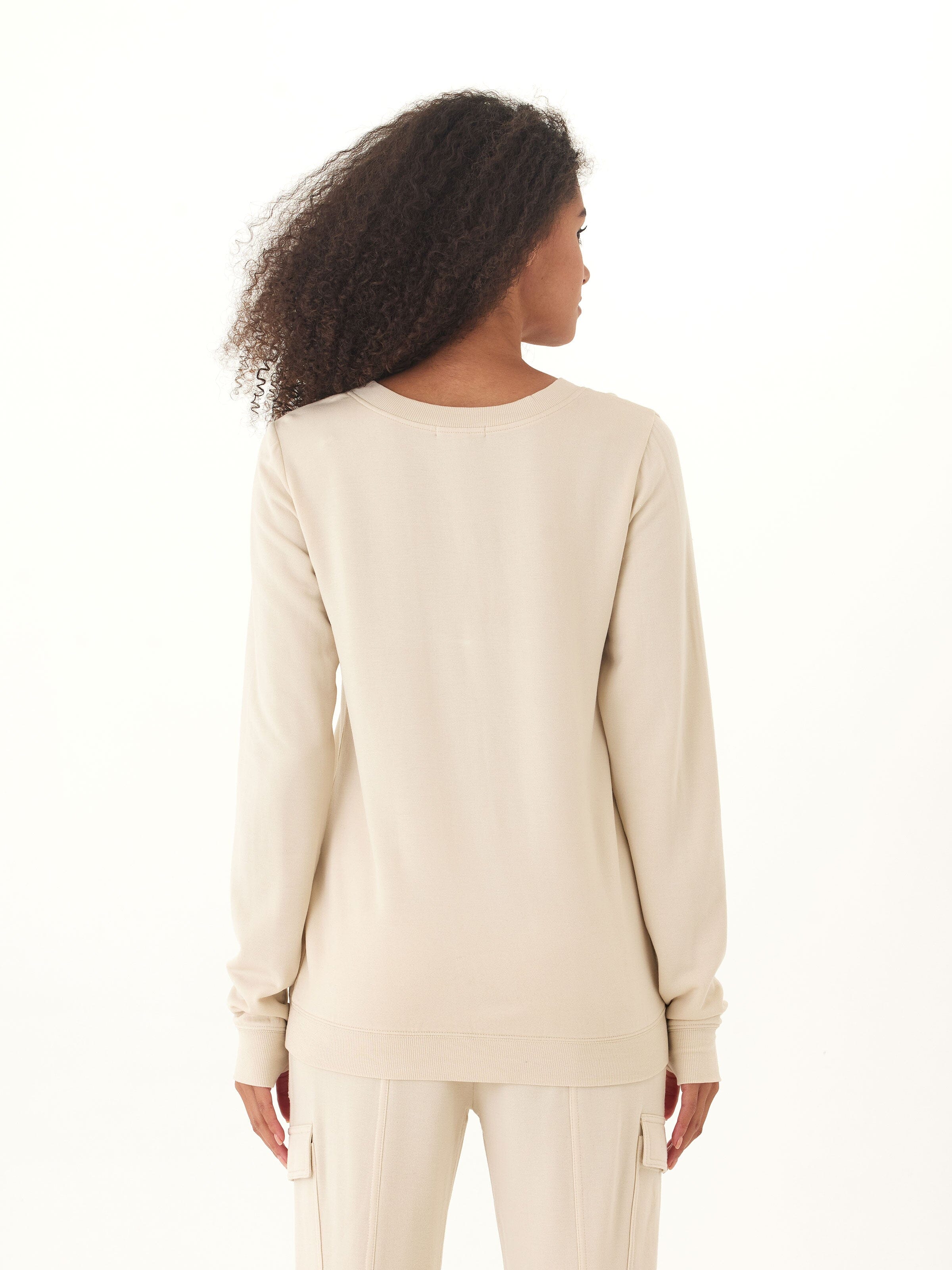 Edwina Feather Fleece V-Neck Sweatshirt for Women