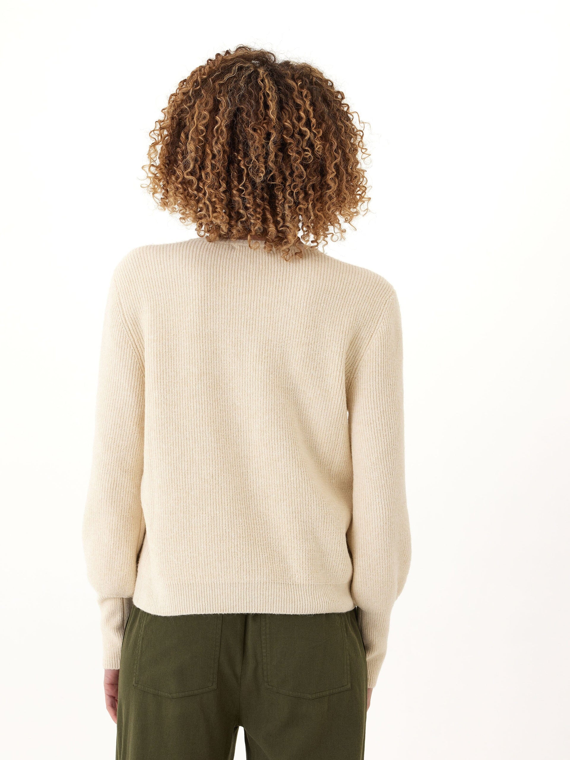Avalee Cozy Solid Knit Crewneck Sweater in Beige/Cream