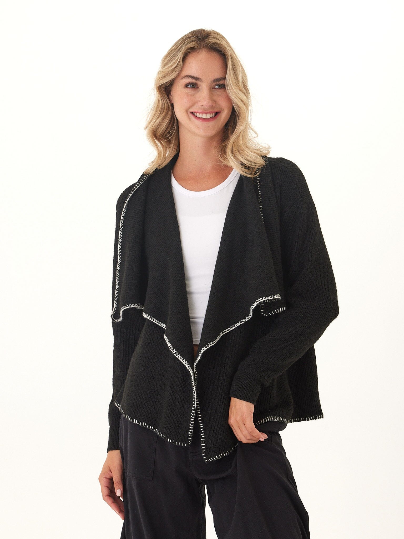 Esmae Cozy Solid Knit Open Front Sweater Cardigan