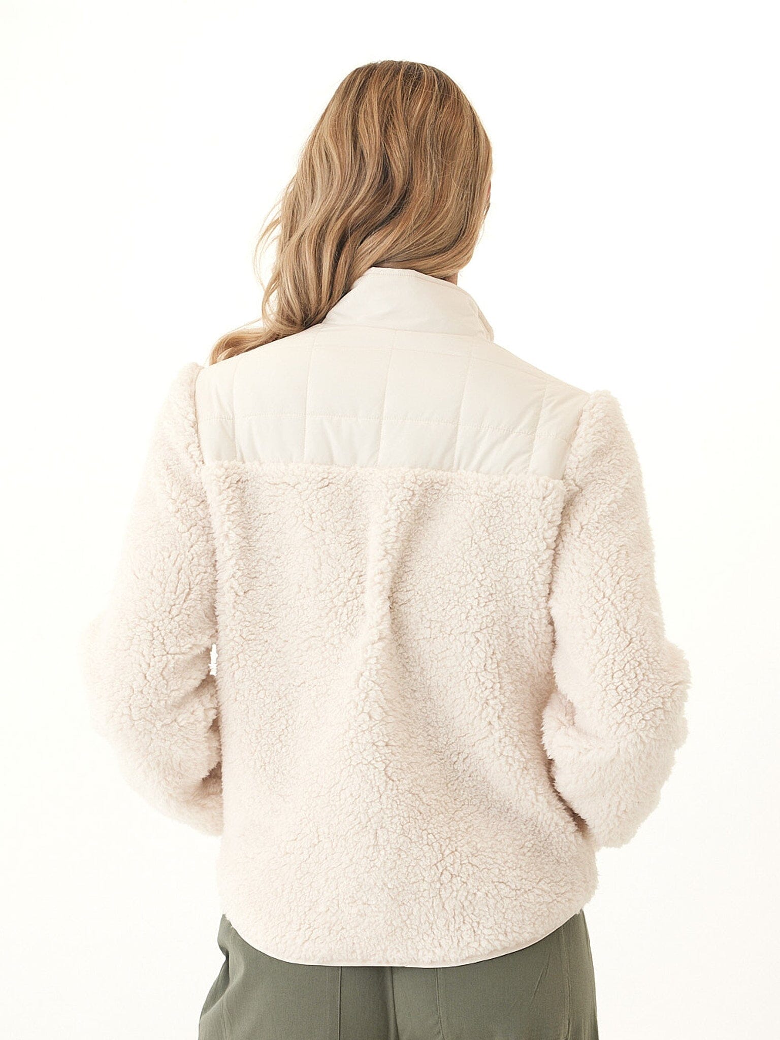 Catherine Puffer Sherpa Mix Jacket - Cream Off-White Relaxed Fit