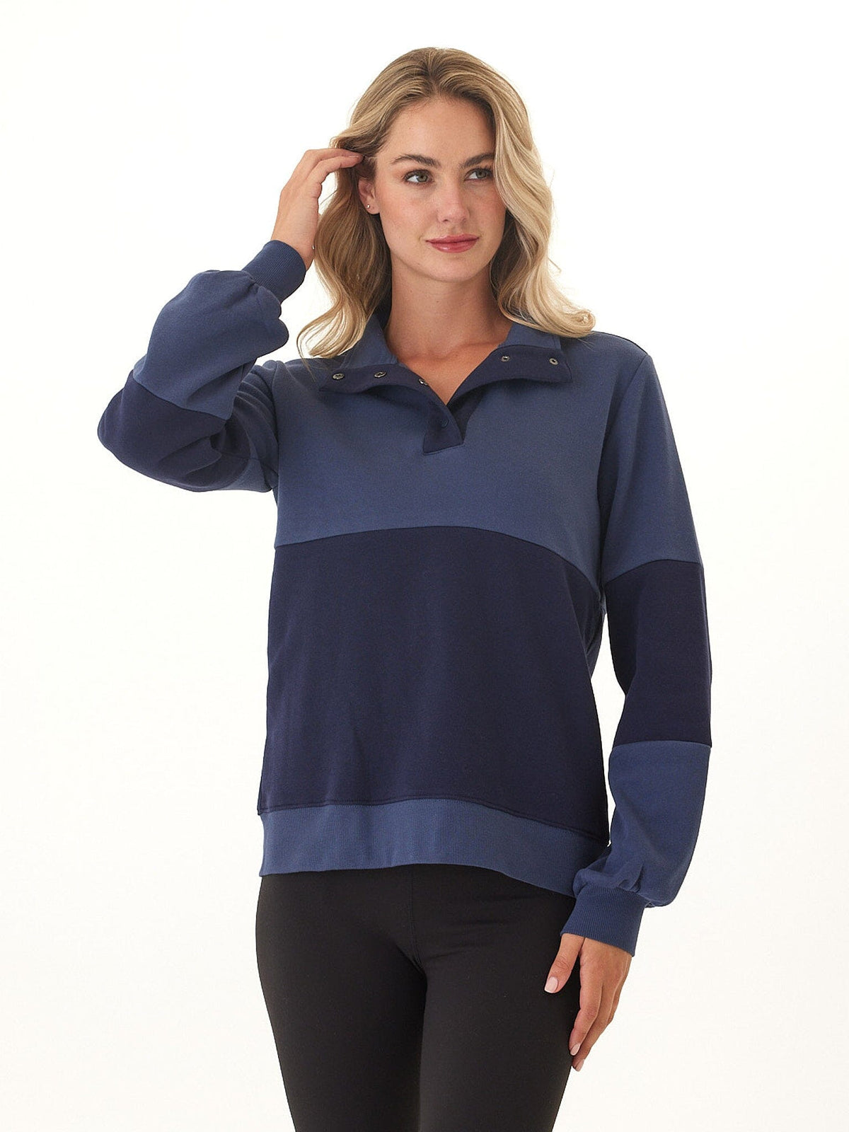 Danielle Colorblock Fleece Mock Neck Pullover
