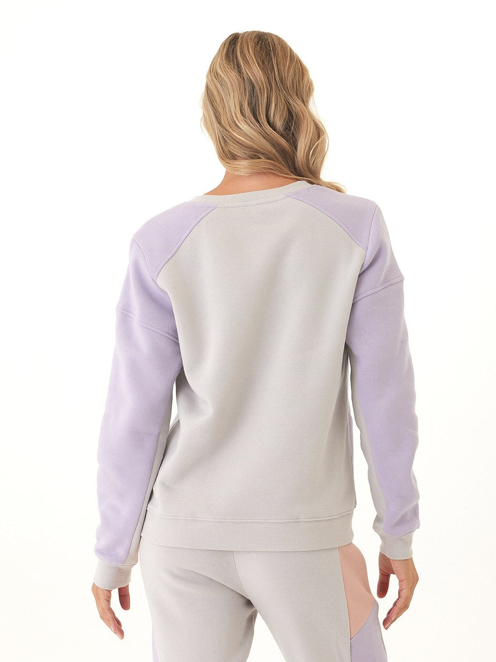 Libby Colorblock Fleece Pullover in Grey or Light-Purple
