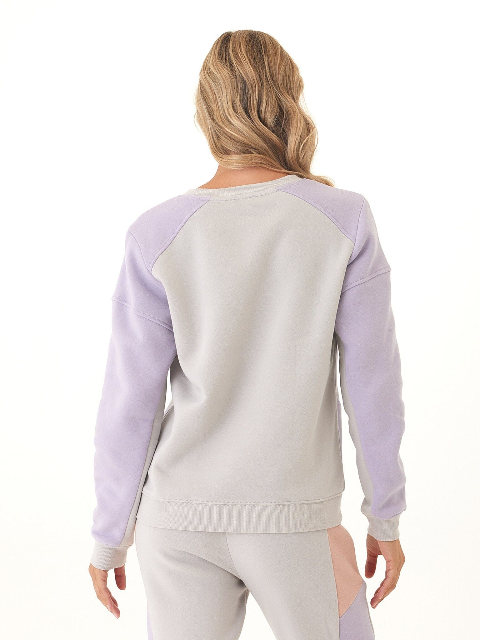 Libby Colorblock Fleece Pullover in Grey or Light-Purple