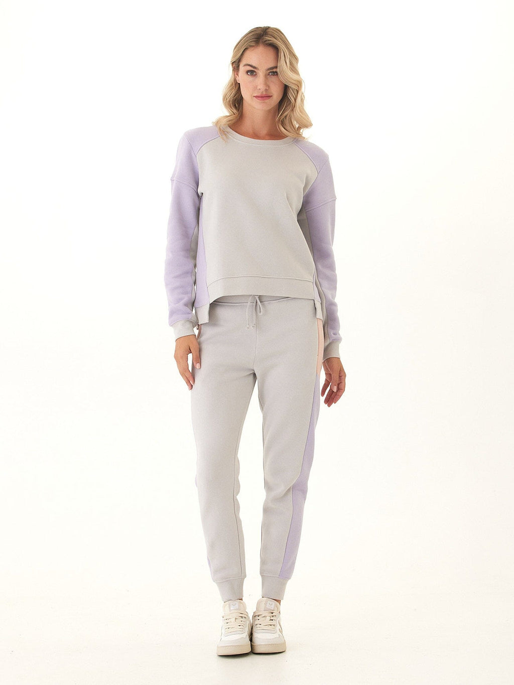 Arlette Colorblock Jogger: Relaxed Fit Mid-Rise Knit Lounge Pants