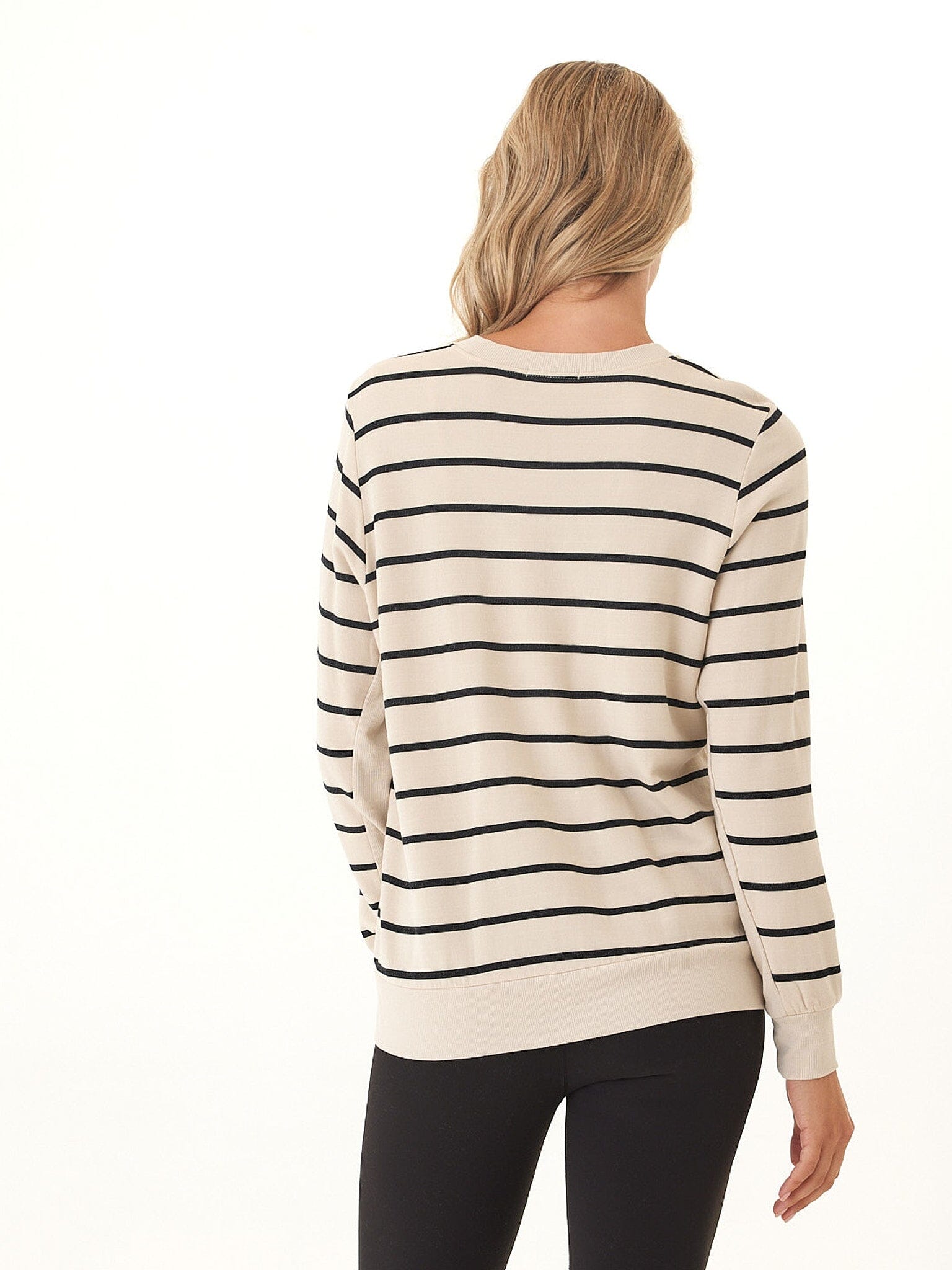 Quincy Feather Fleece Striped Rib Mix Pullover