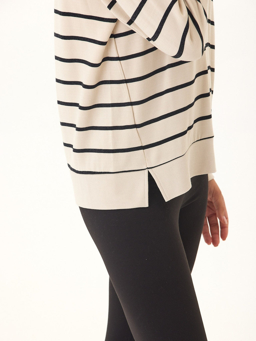 Quincy Feather Fleece Striped Rib Mix Pullover