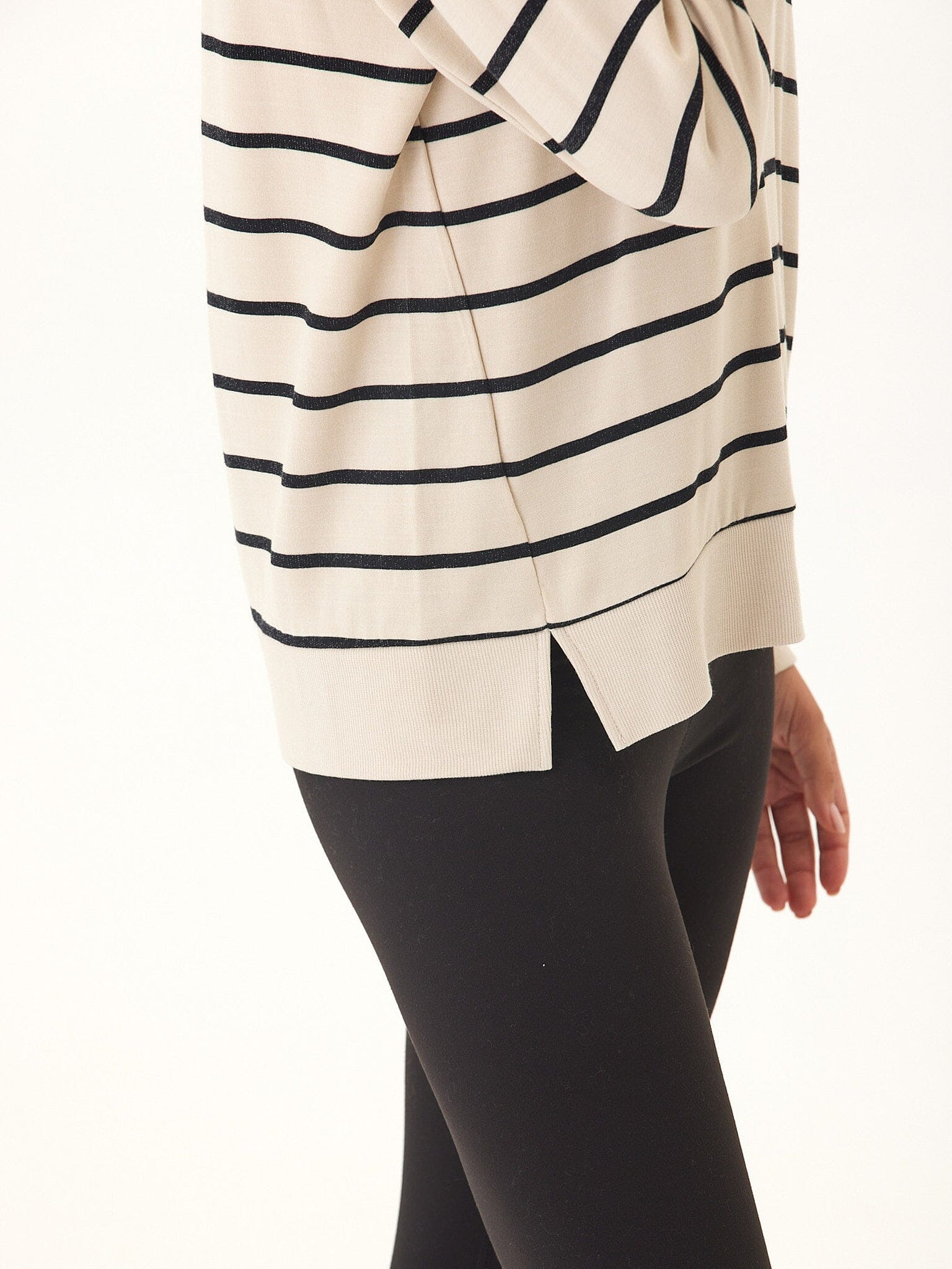 Quincy Feather Fleece Striped Rib Mix Pullover