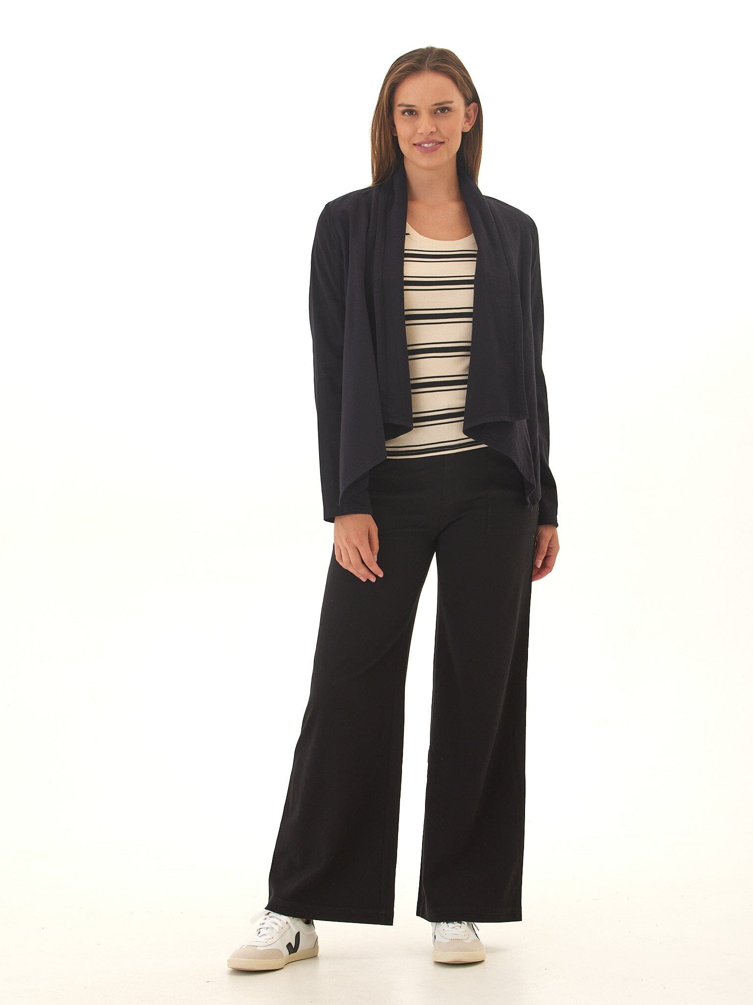 Pamela Rivet Detail Stretch Twill Wide Leg Pant