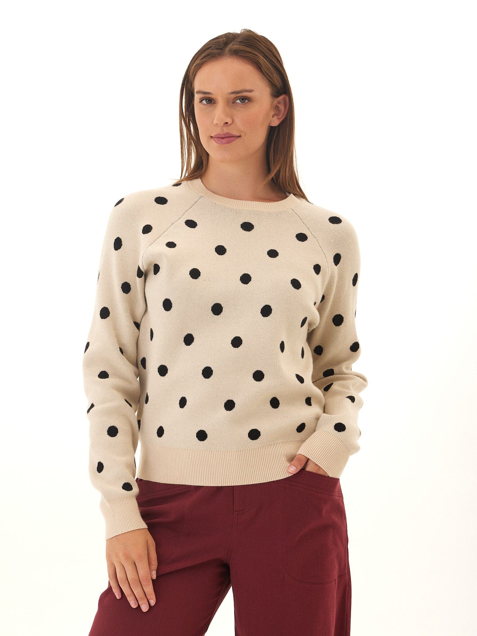 Deandra Polka Dot Cozy Sweater: Classic Crewneck Knit Pullover