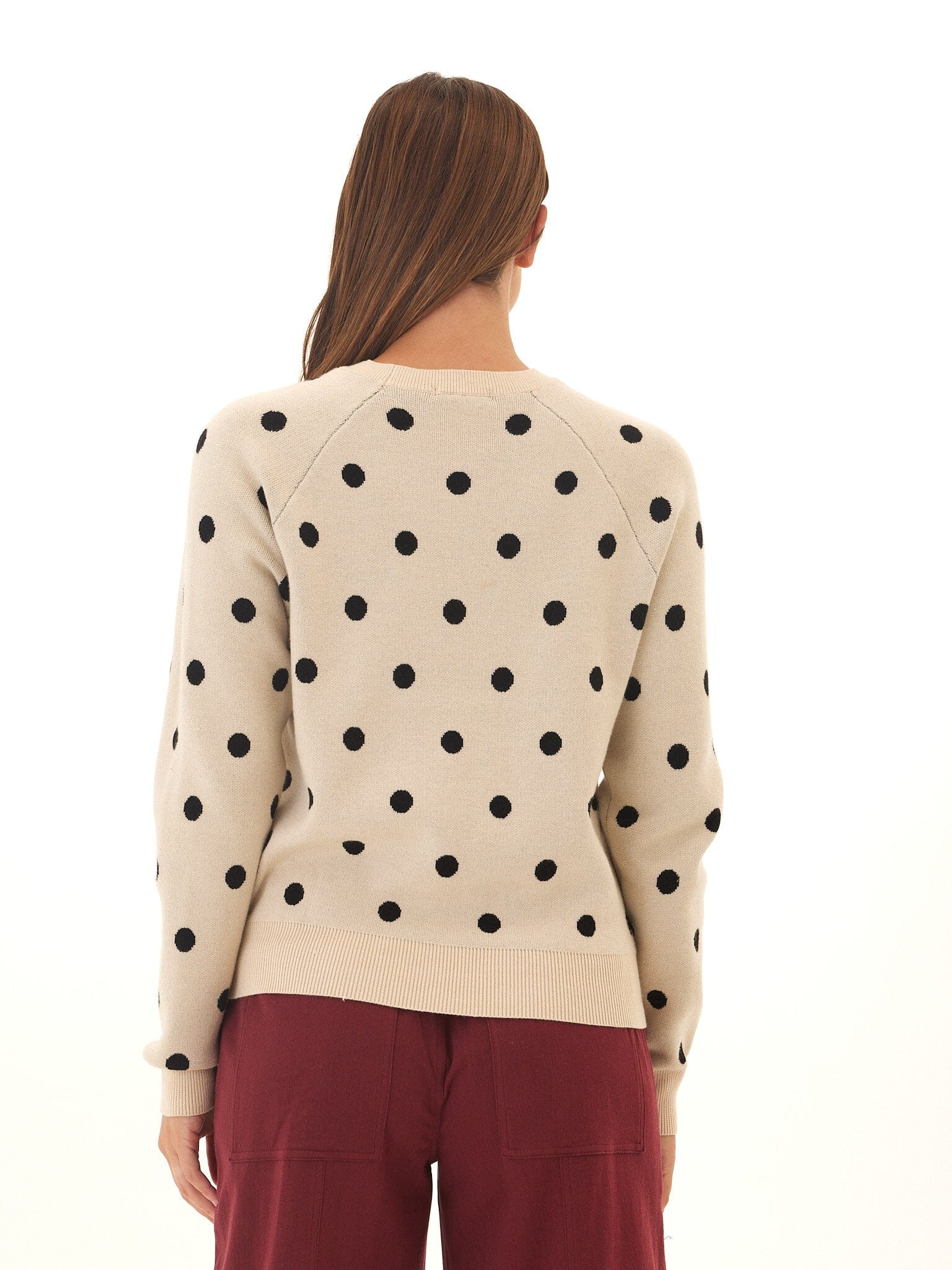 Deandra Polka Dot Cozy Sweater: Classic Crewneck Knit Pullover