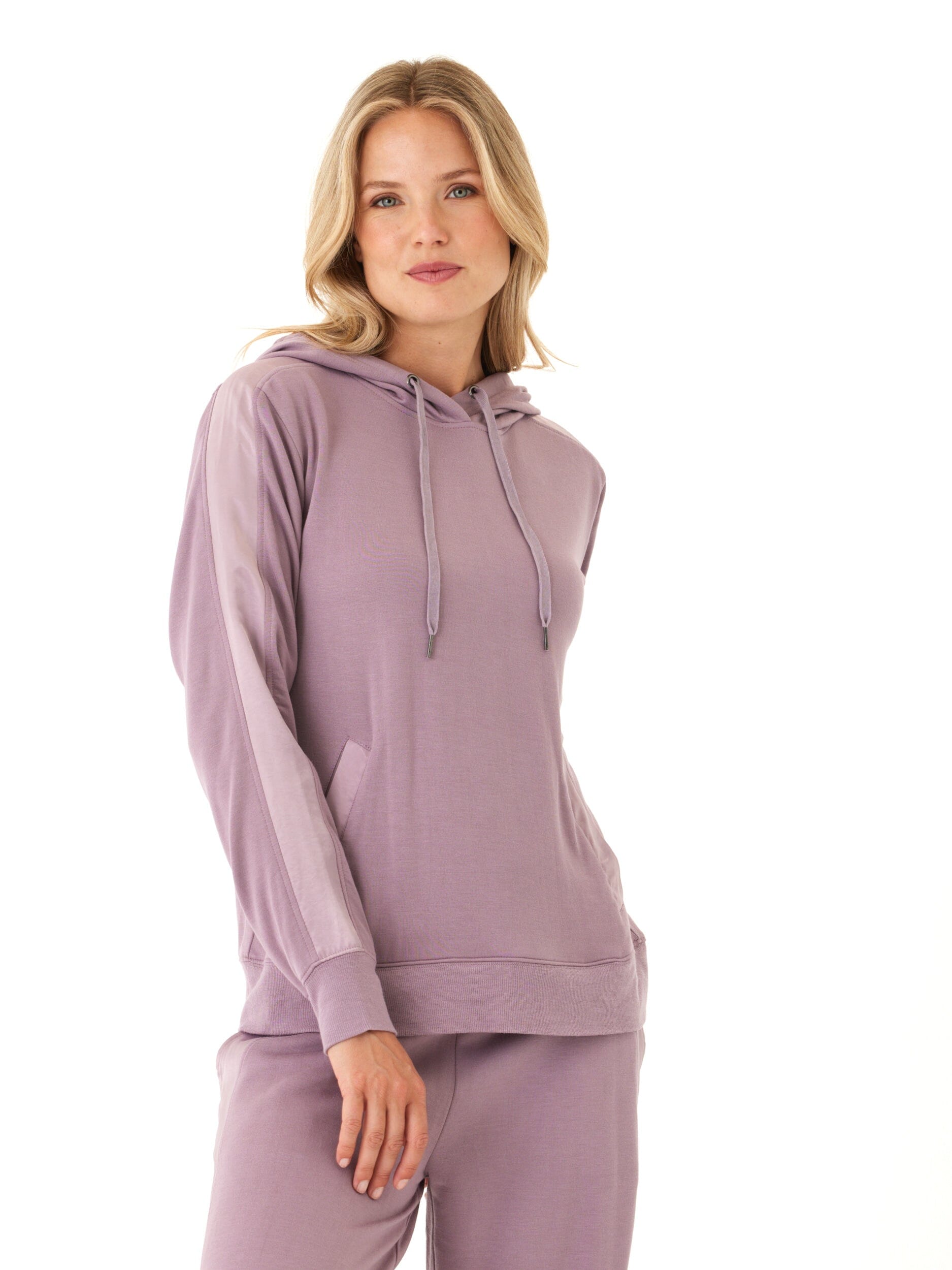 Romi Feather Fleece Trim Detail Hoodie: Elevated Loungewear