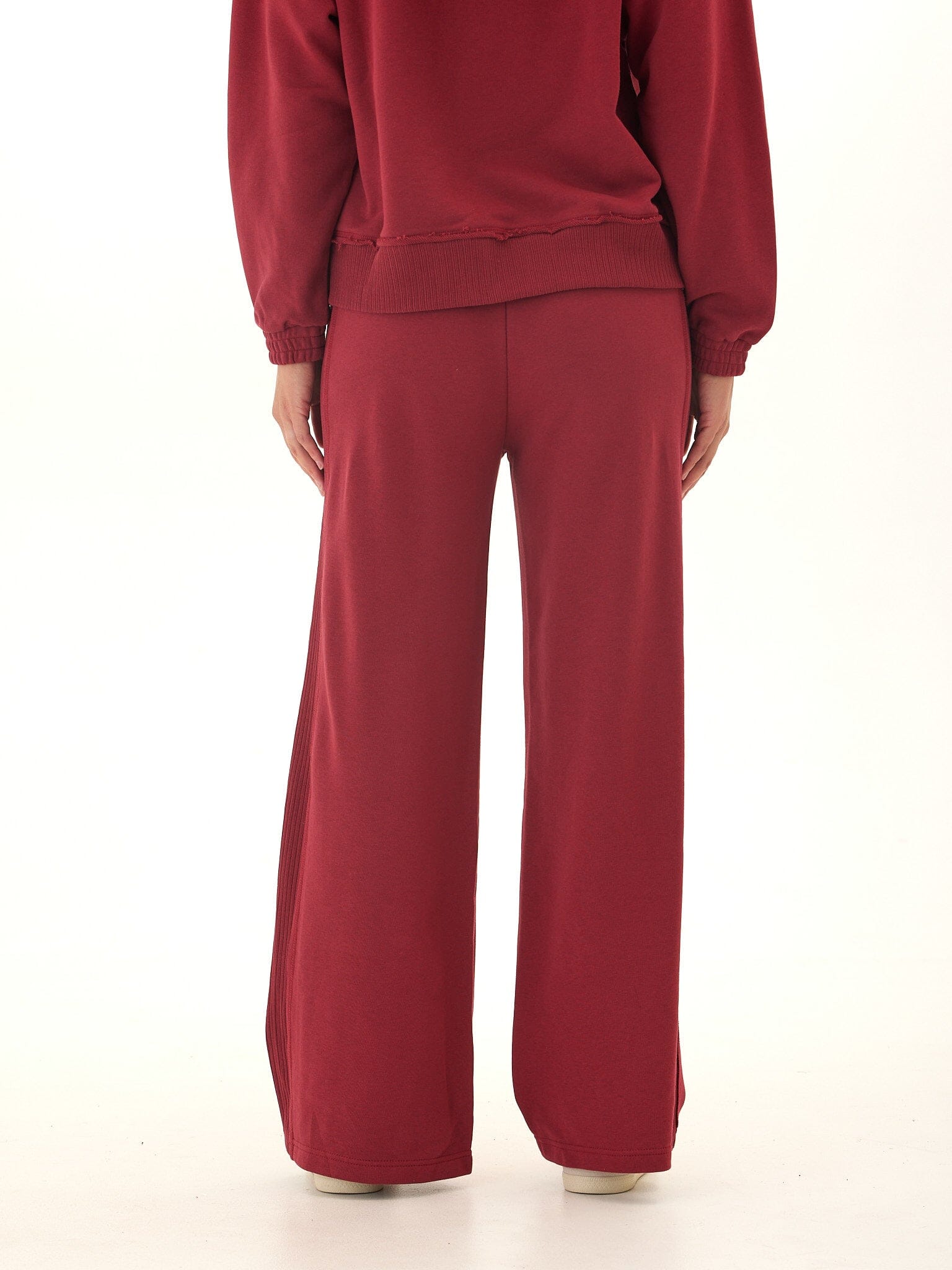 Elexis French Terry Wide Leg Pant in Burgundy Sporty Loungewear
