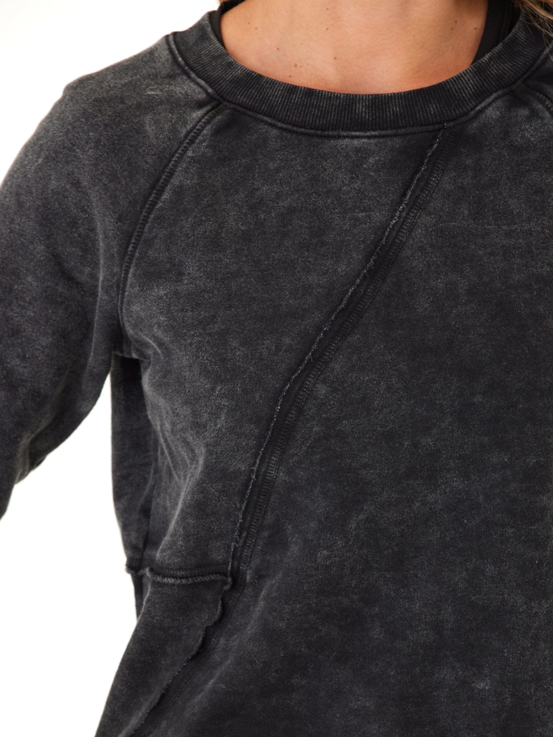Mineral Wash Asymmetrical Terry Pullover Women's Relaxed Sweatshirt