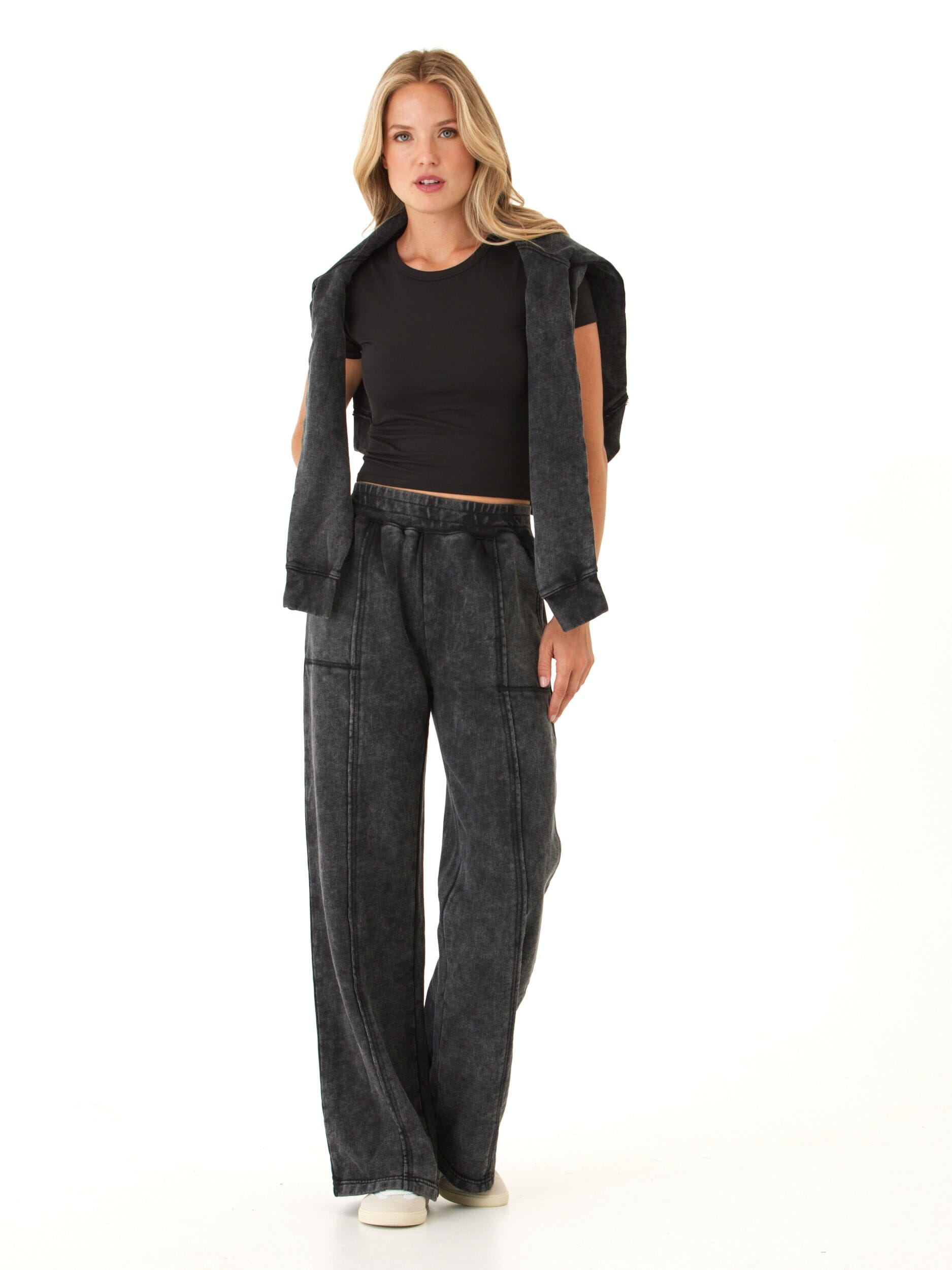 Mineral Wash Asymmetrical Terry Pullover Women's Relaxed Sweatshirt