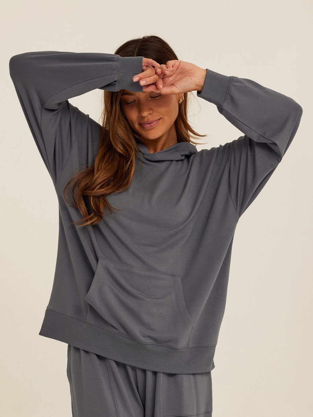 Sylvie Modal Terry Oversized Pullover Hoodie in a relaxed, soft-touch fabric with a comfortable hooded neckline.